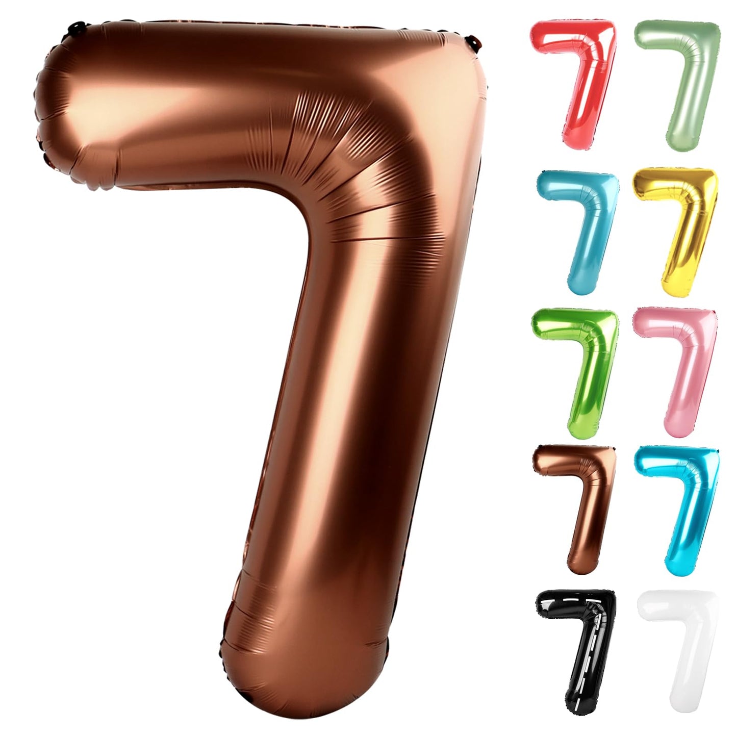 IWERP Coffee Brown Number 7 Balloon 40 Inch – 7th Birthday Decorations