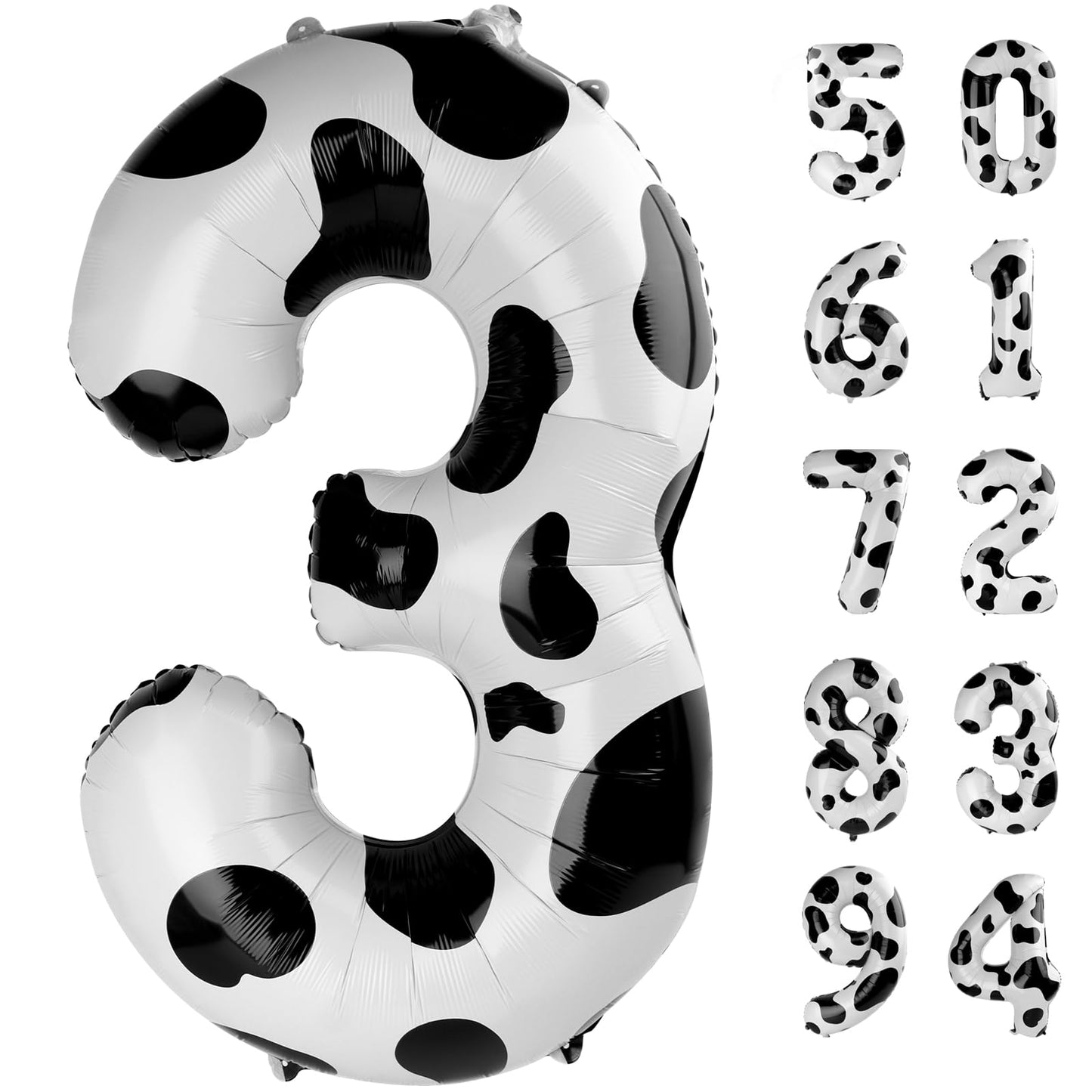 IWERP Cow Print 3 Balloon – 40 Inch Number Balloon for Birthday Decor