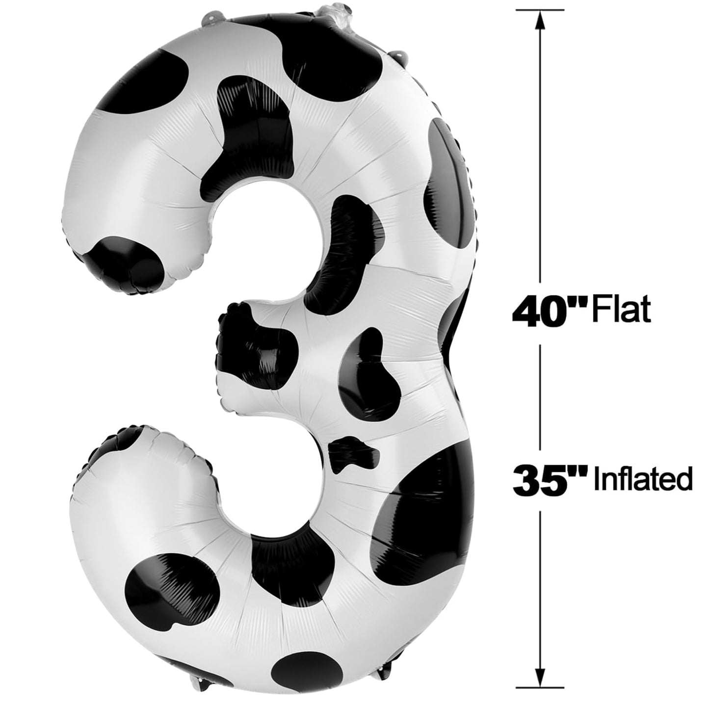 IWERP Cow Print 3 Balloon – 40 Inch Number Balloon for Birthday Decor