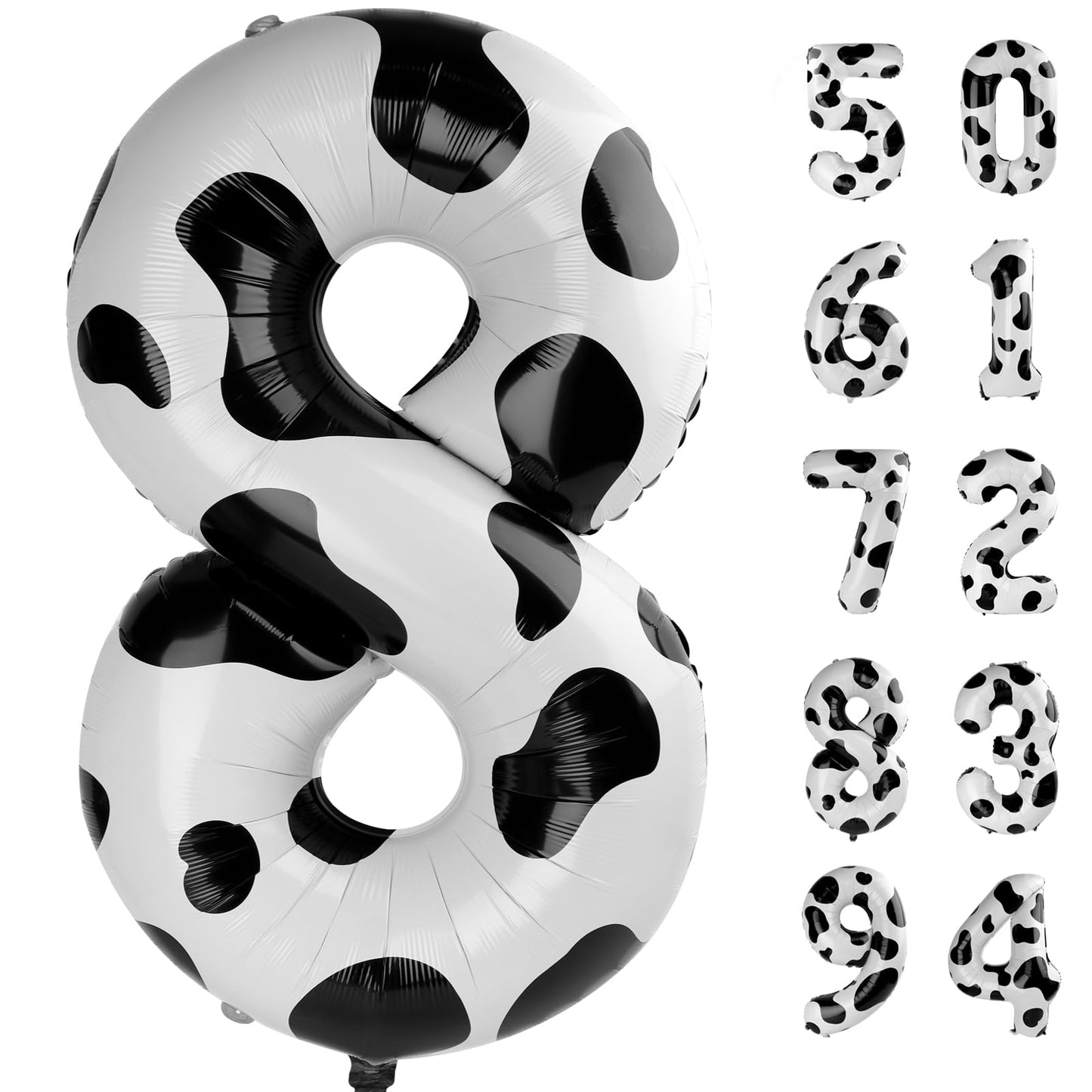 IWERP Cow Print 40-Inch Number Balloon – 8th Birthday Barnyard Decor