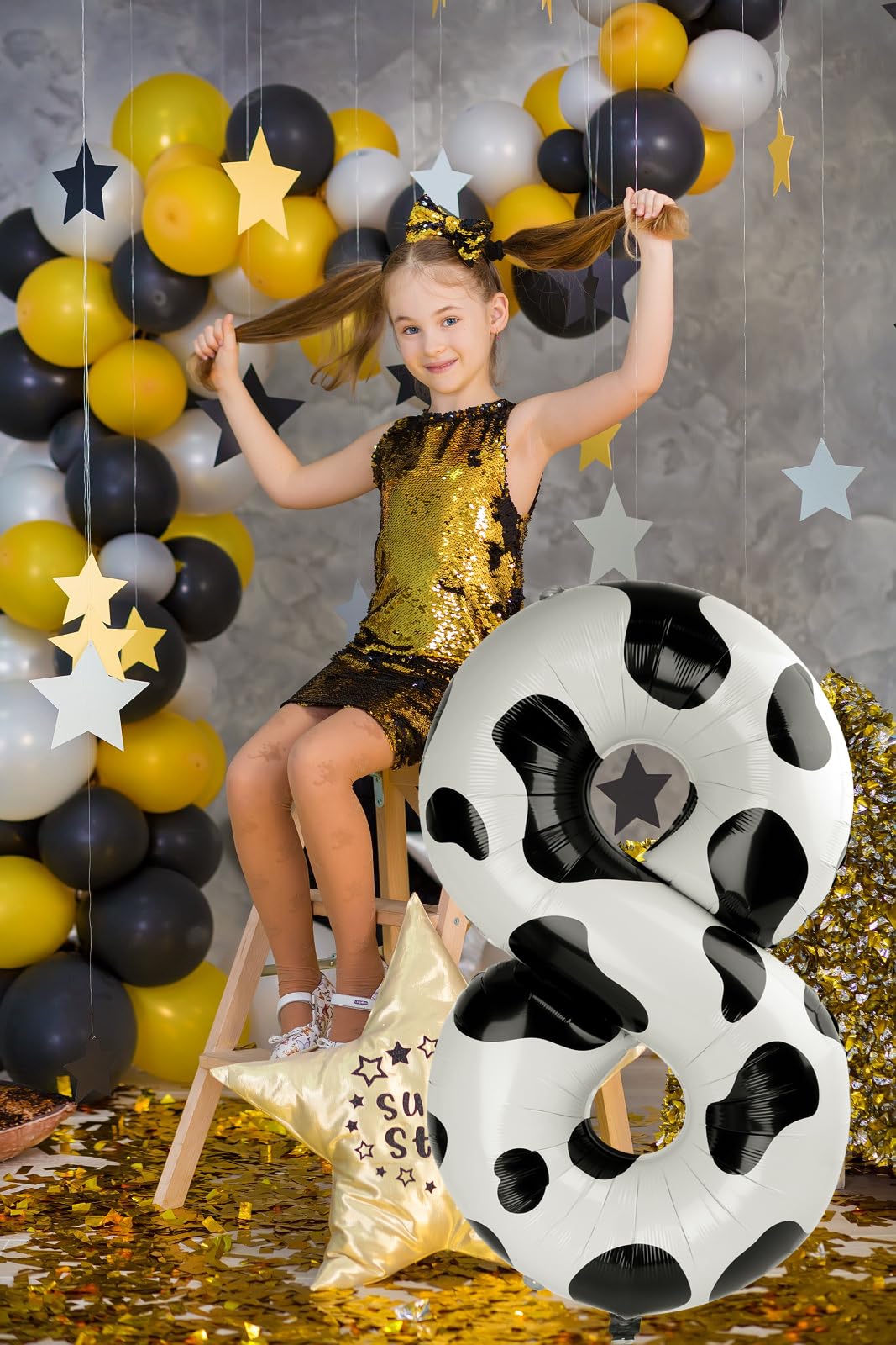 IWERP Cow Print 40-Inch Number Balloon – 8th Birthday Barnyard Decor