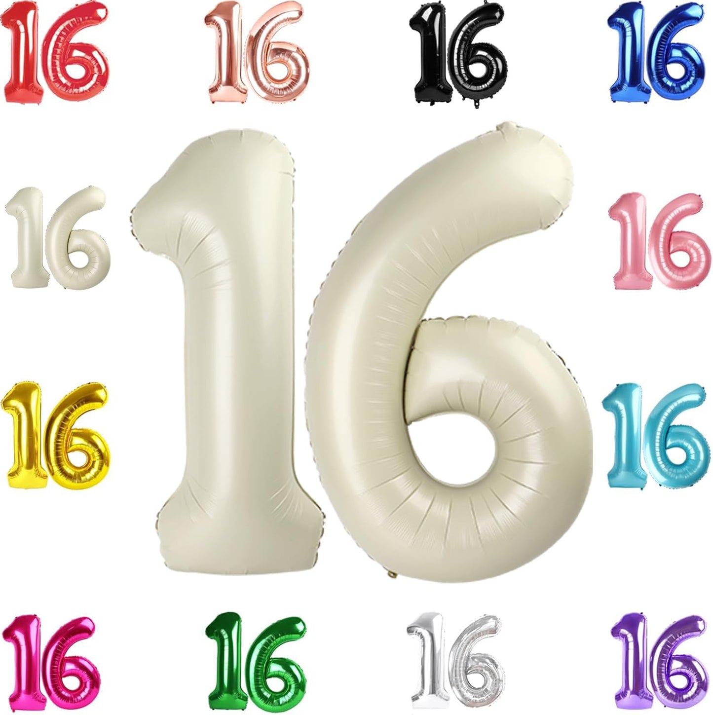 IWERP 40-Inch Cream 16th Birthday Balloon – Sweet 16 Decor for Boys & Girls