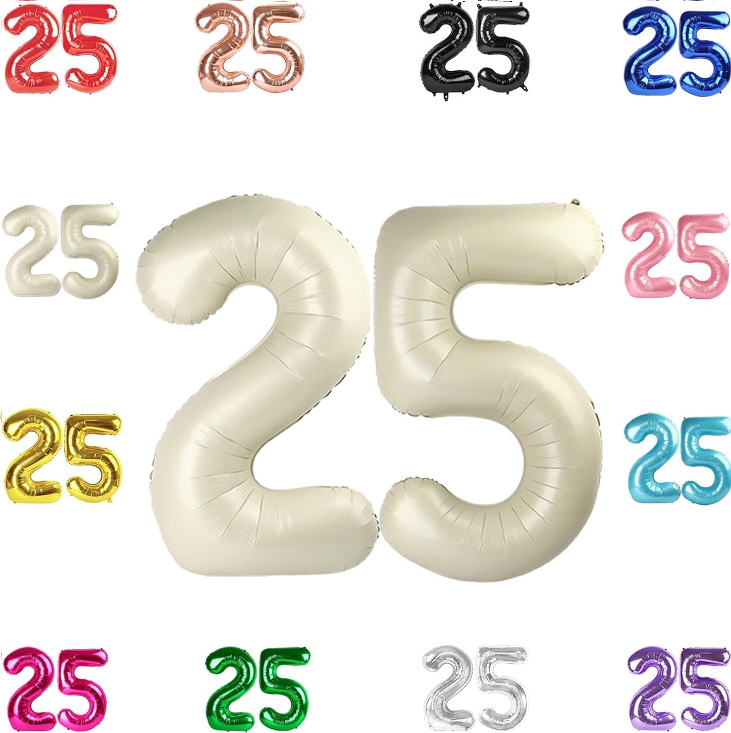 IWERP Cream 25th Birthday Balloon - 40-Inch Cream Number Balloon for 25th Birthday & Anniversary