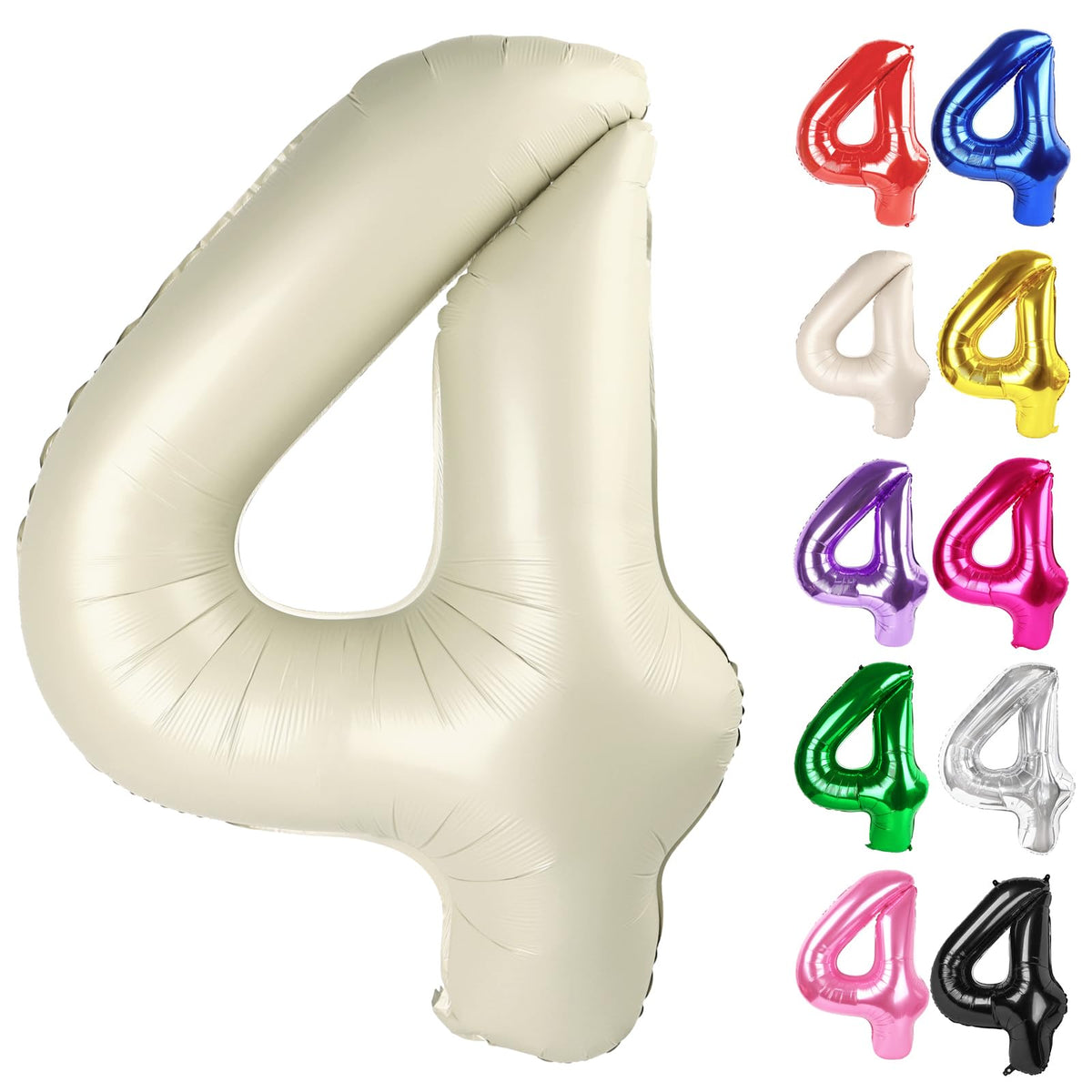 IWERP Cream 4 Balloon 40-Inch – Fourth Birthday Decorations for Boys & Girls