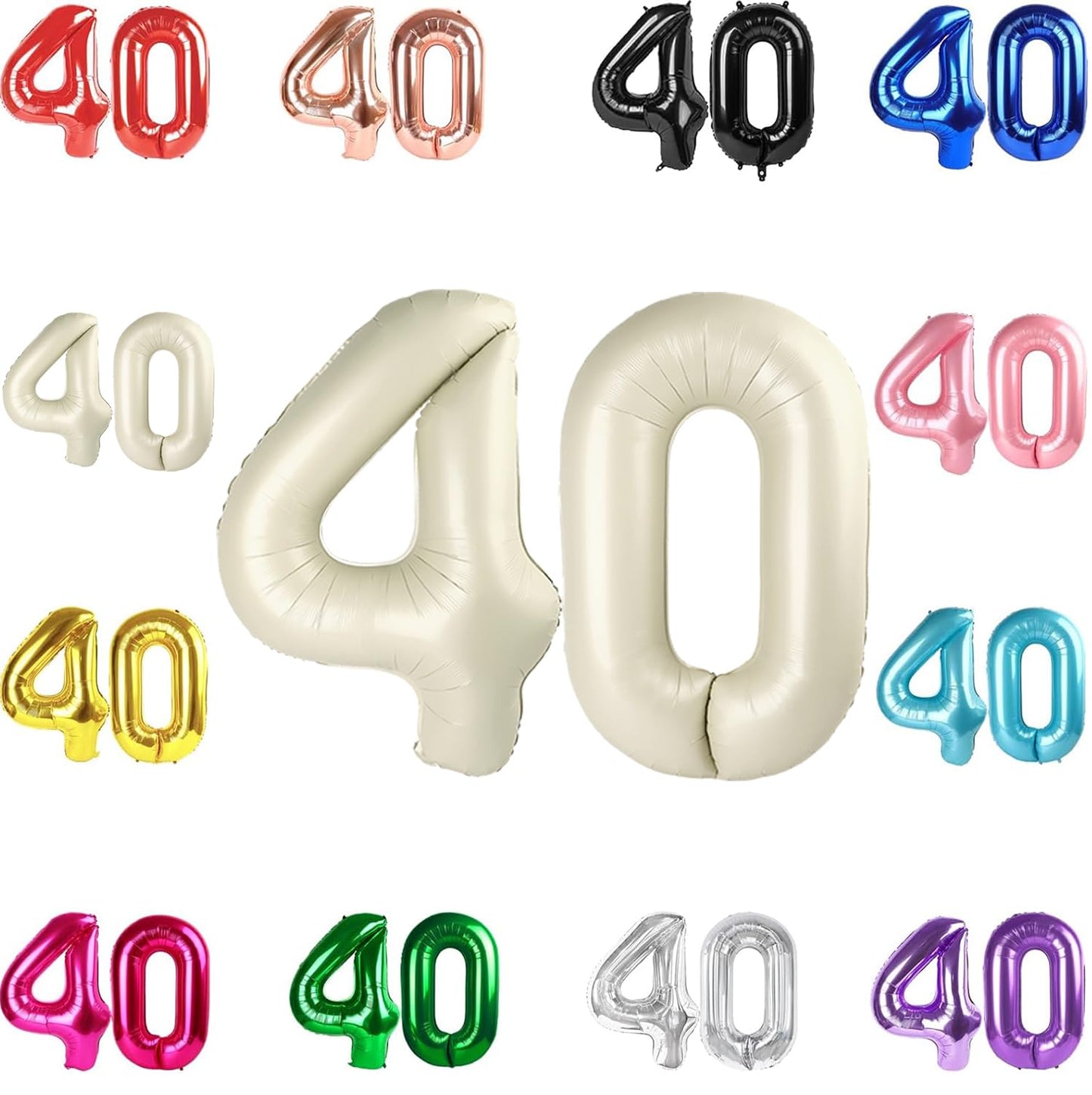 IWERP 40-Inch Cream Number Balloon – 40th Birthday & Anniversary Decorations