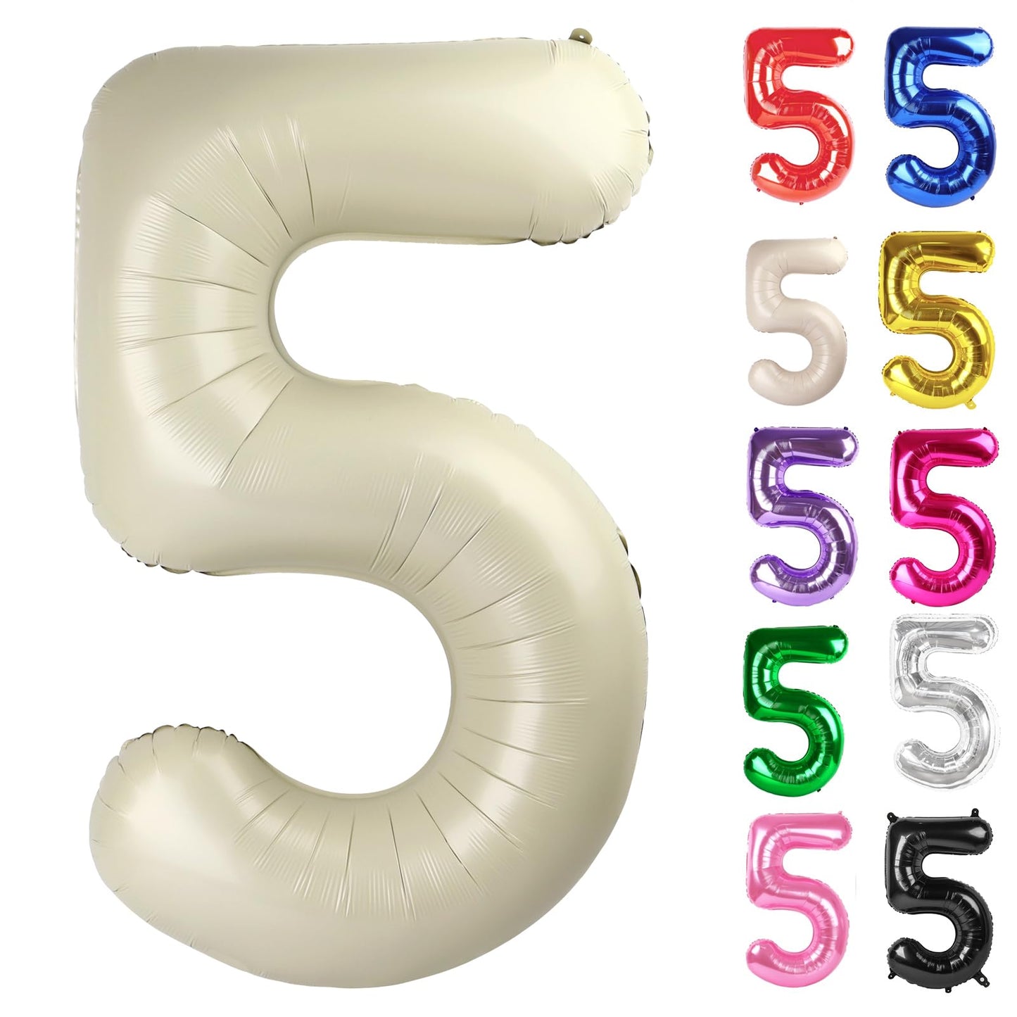 IWERP Cream 5 Balloon 40-Inch – 5th Birthday Decorations & Cream Party Supplies