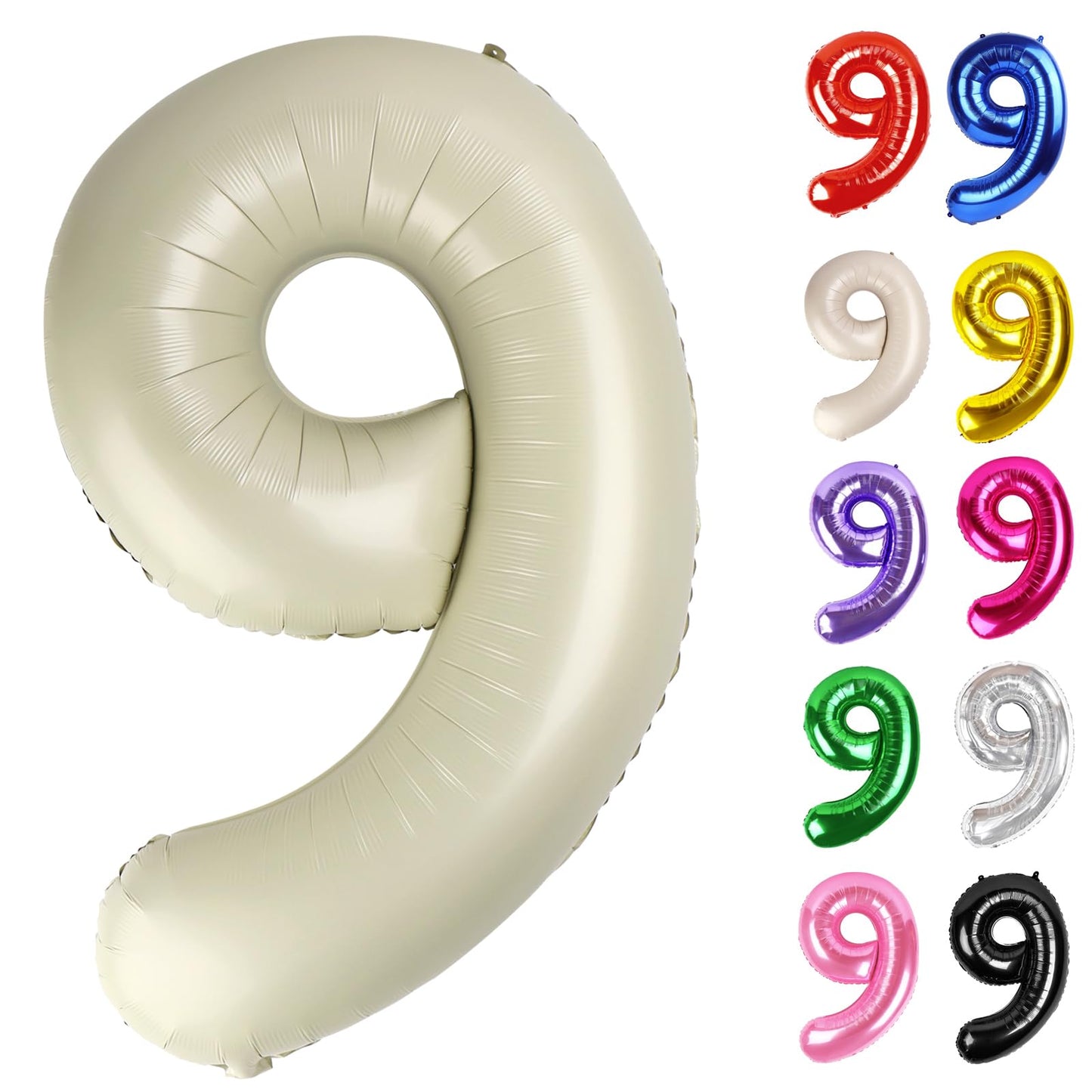 IWERP Cream Number 9 Balloon 40 Inch – Elegant 9th Birthday Decorations