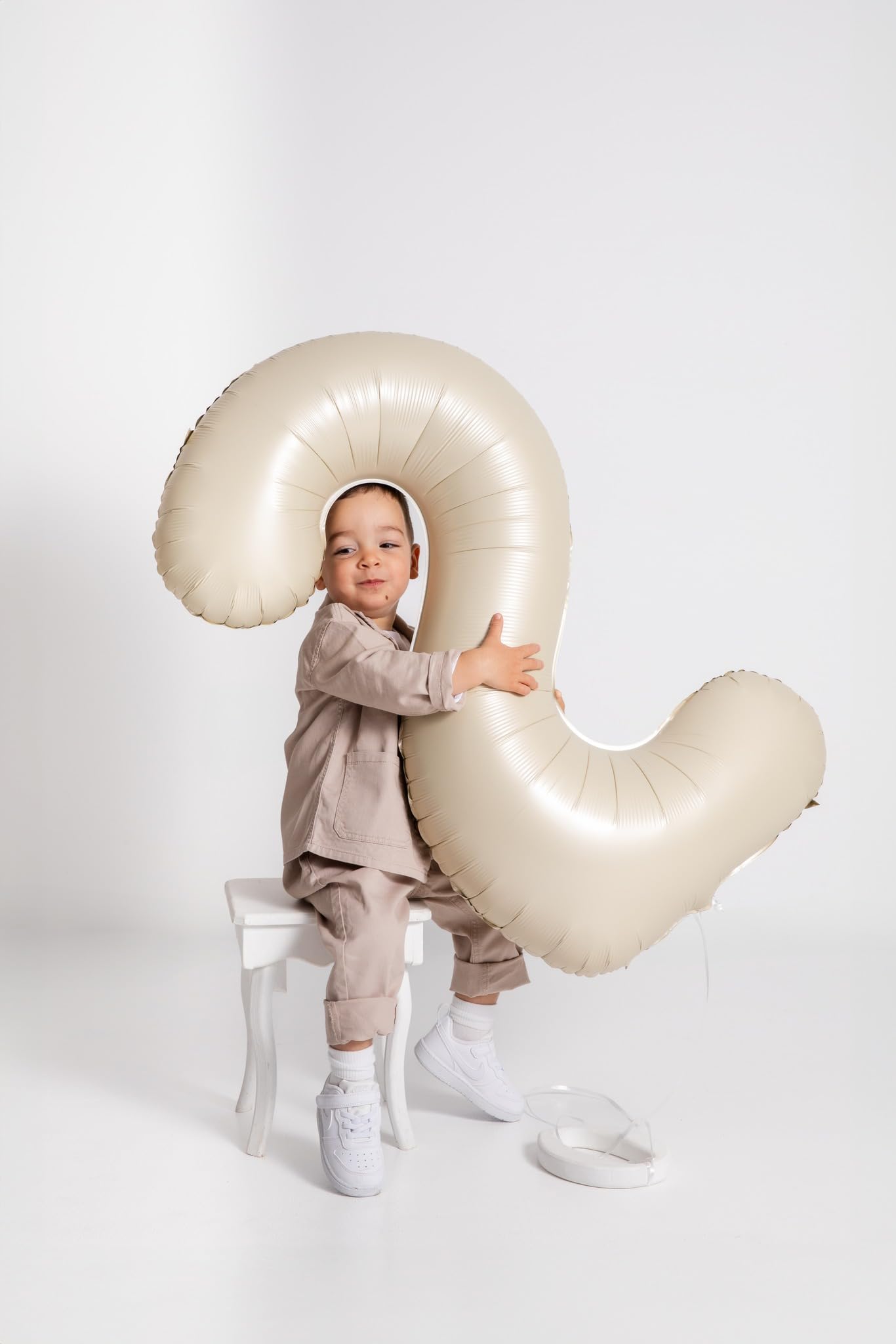 IWERP Cream Number 2 Balloon 40-Inch – 2nd Birthday Decorations for Babies, Boys & Girls