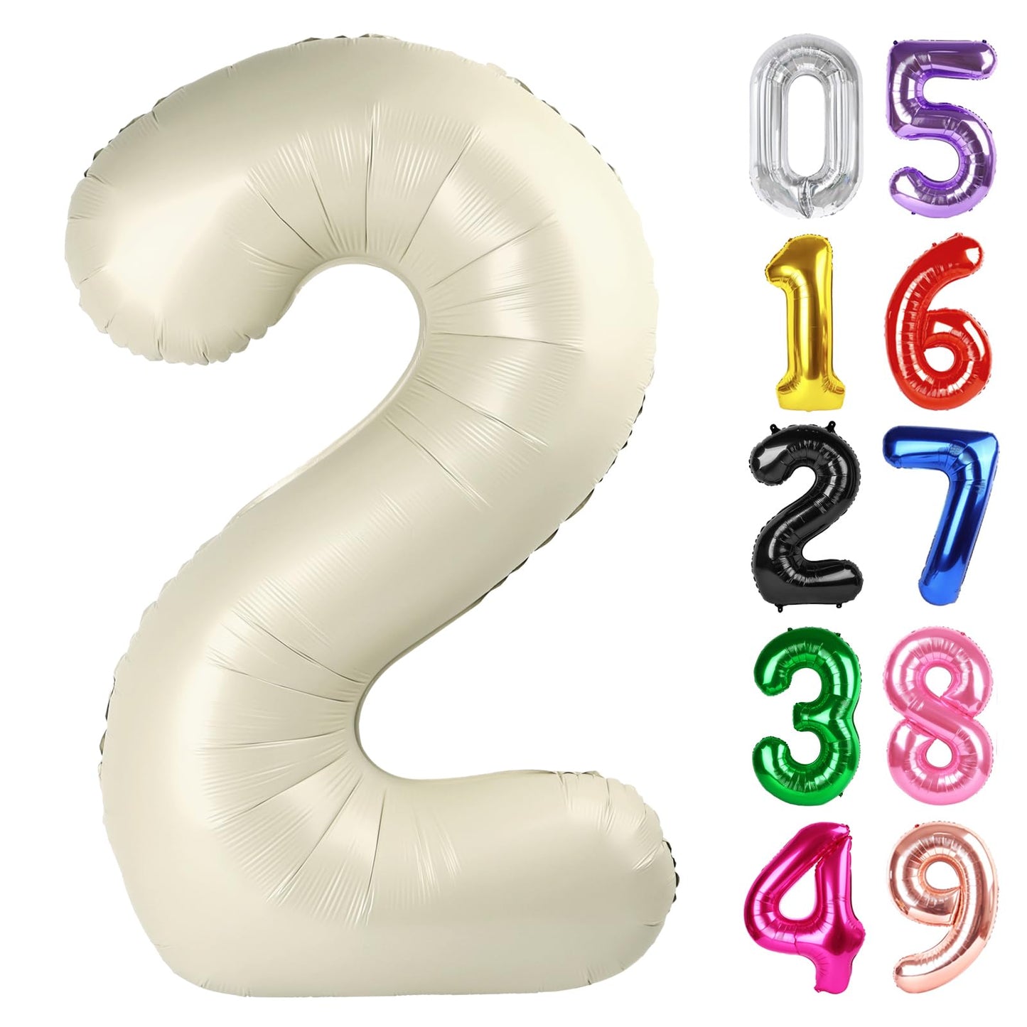 IWERP Cream Number 2 Balloon 40 Inch – 2nd Birthday Decor for Toddlers