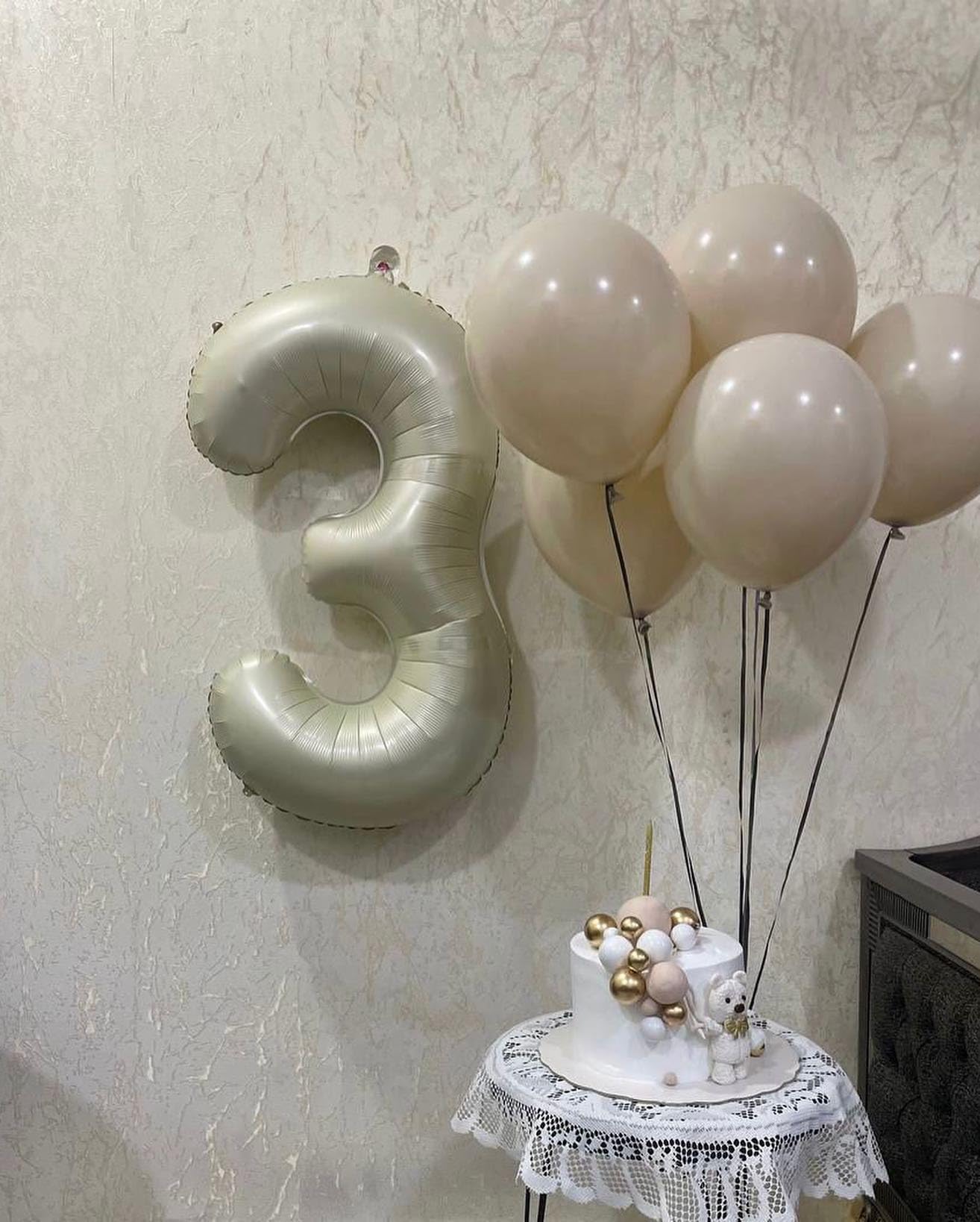 IWERP Cream Number 3 Balloon 40-Inch – 3rd Birthday Decorations