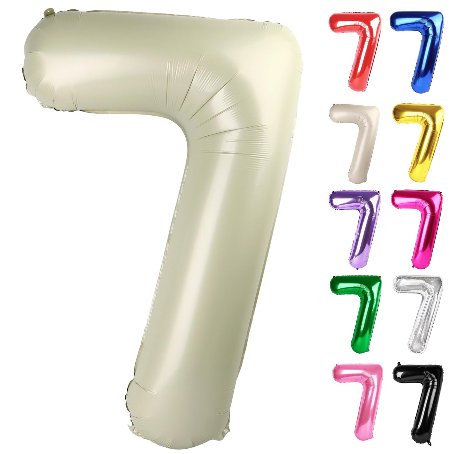 IWERP Cream Number 7 Balloon 40 Inch – 7th Birthday Decorations