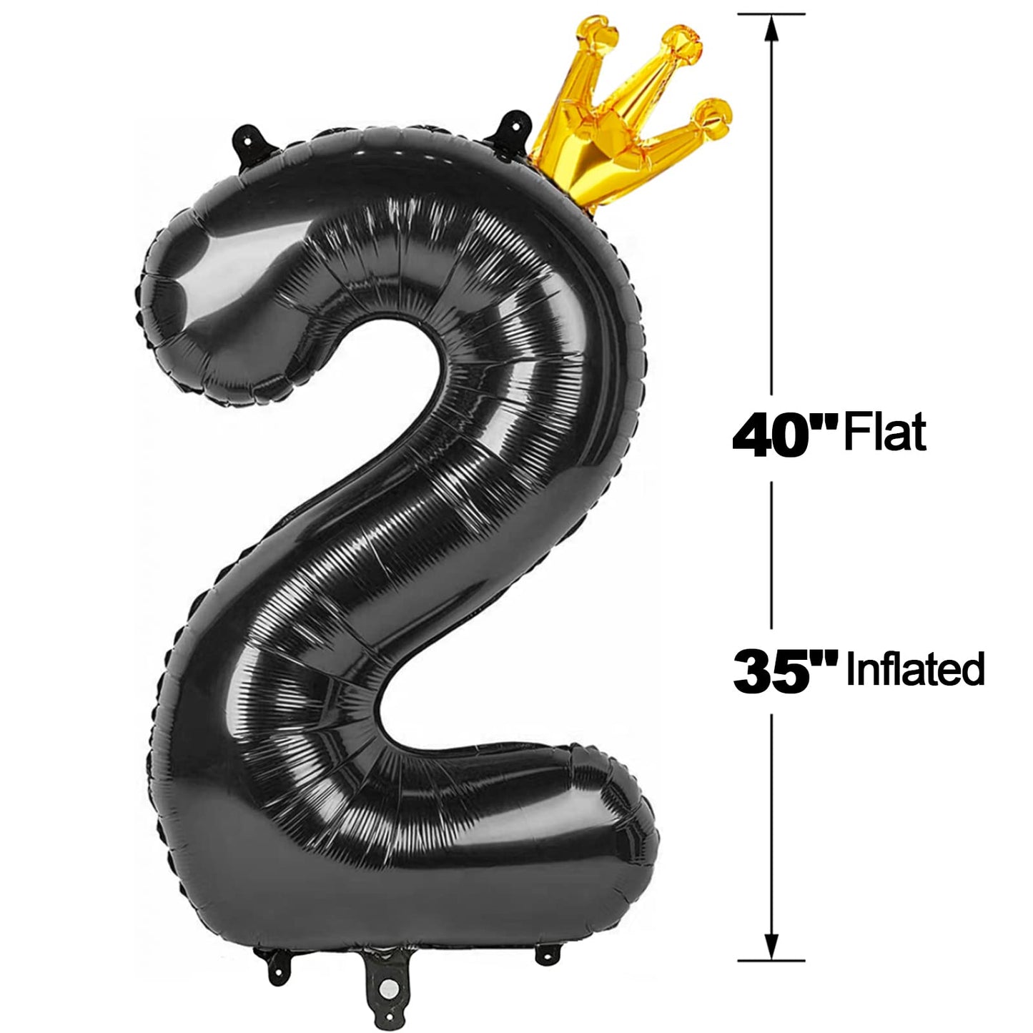 IWERP Black 2 Balloon – 40-Inch Number Balloon for 2nd Birthday