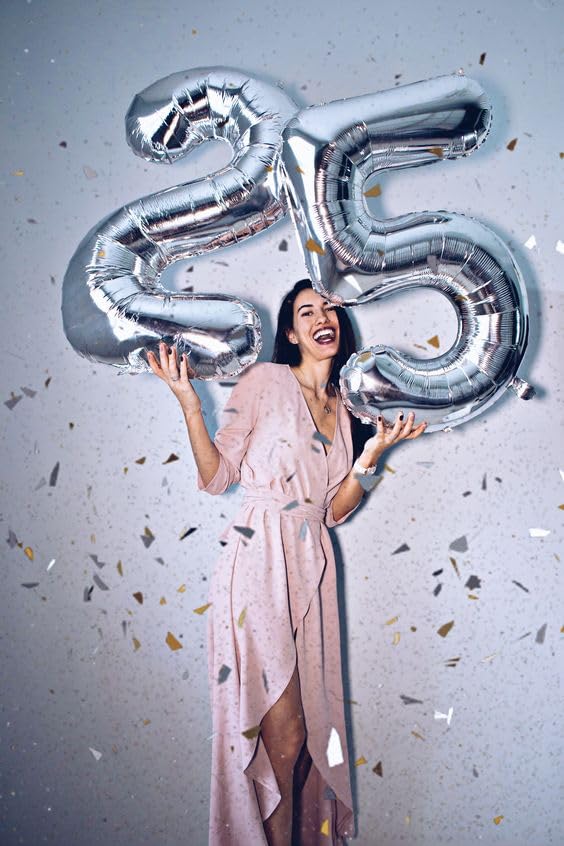 IWERP 60th Birthday Balloon – 40-Inch Silver Number Balloon for 60th Birthday & Anniversary