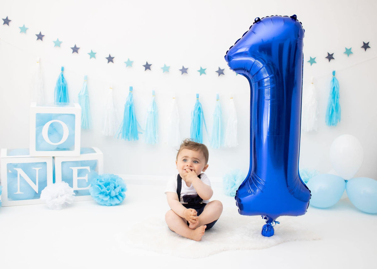 IWERP 40 Inch Navy Blue 1 Balloon — Giant First Birthday Number Balloon for Boy & Toddler