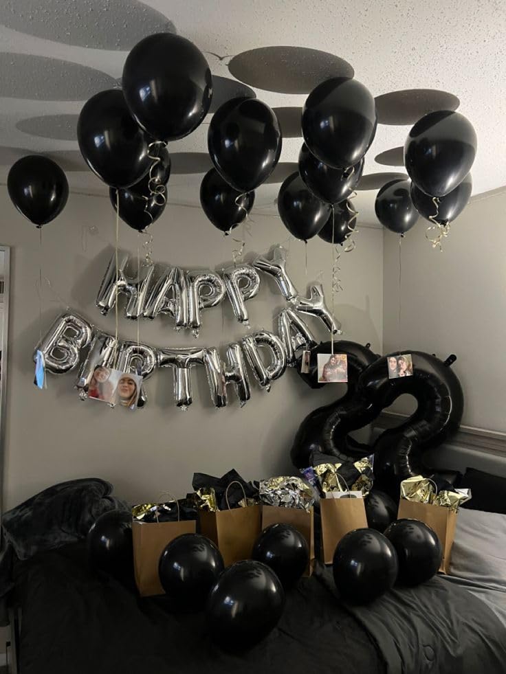 IWERP Black Number 60 Balloon – 40-Inch 60th Birthday Decorations for Women & Men