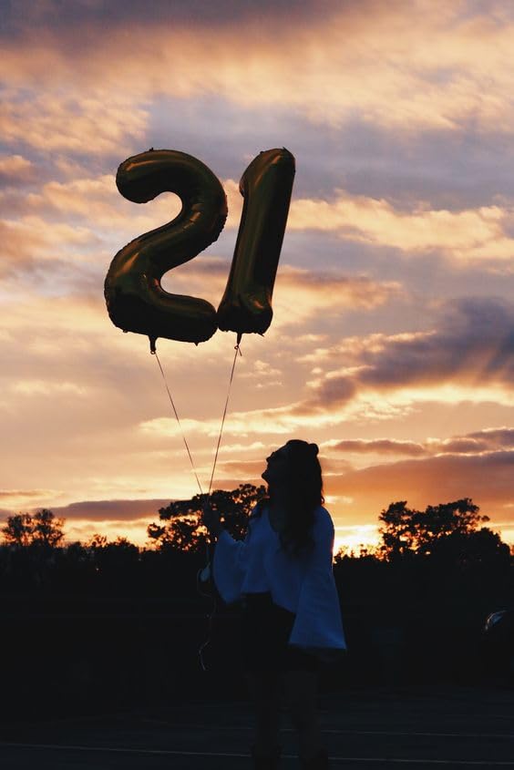 IWERP Black Number 21 Balloon – 40-Inch 21st Birthday Foil Decoration