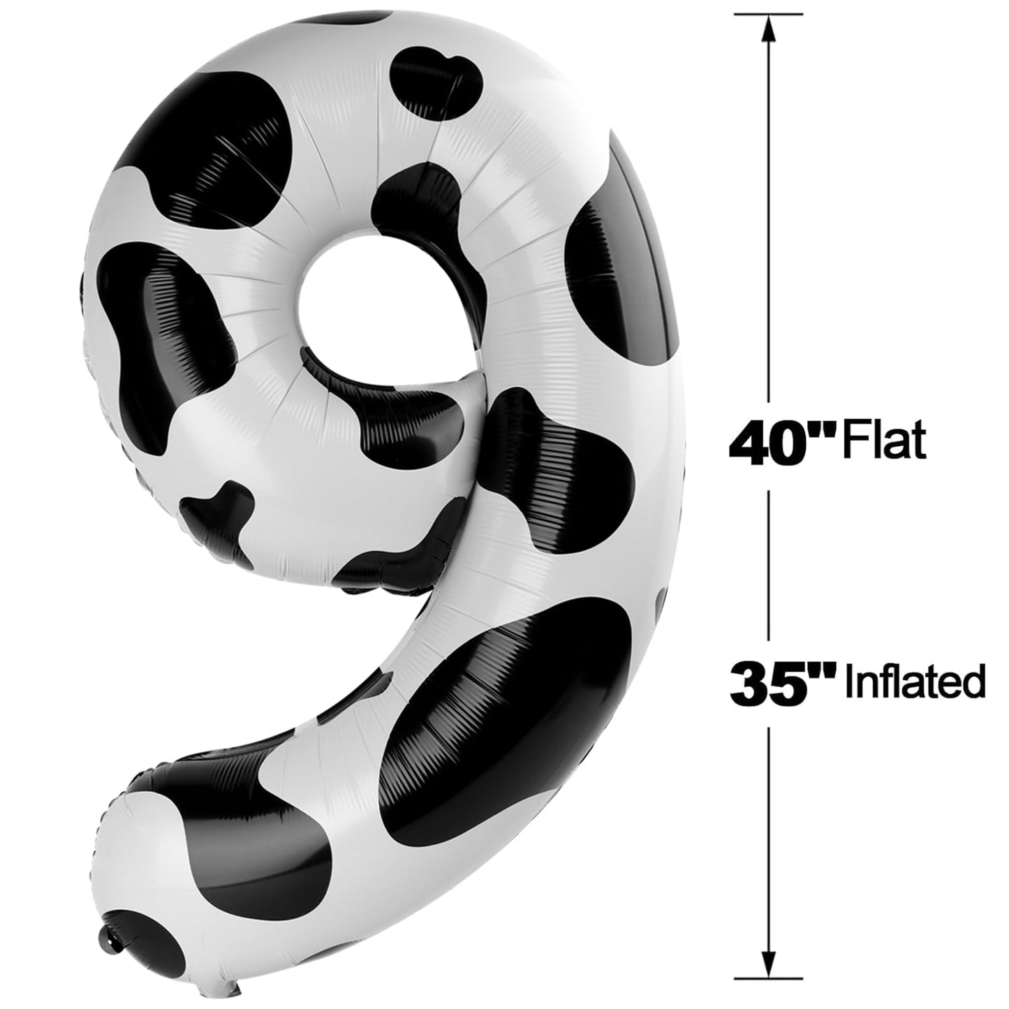 IWERP Cow Print 9 Balloon – 40 Inch Giant Number Balloon for Farm-Themed Party Decorations