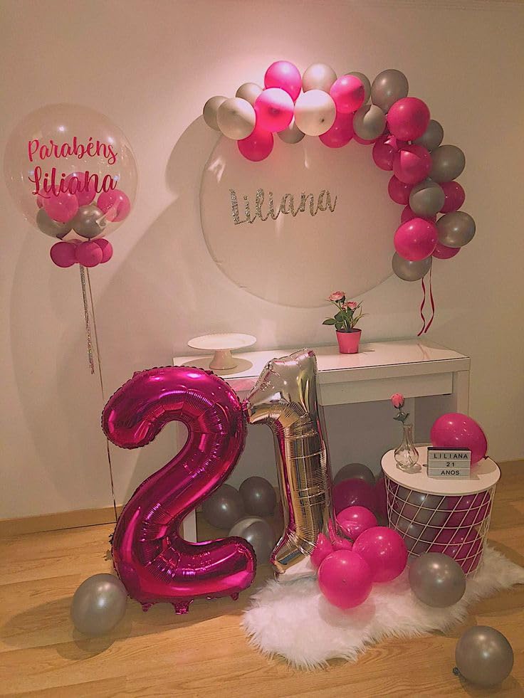 IWERP Hot Pink Number 15 Balloon – 40 Inch 15th Birthday Decorations for Girls