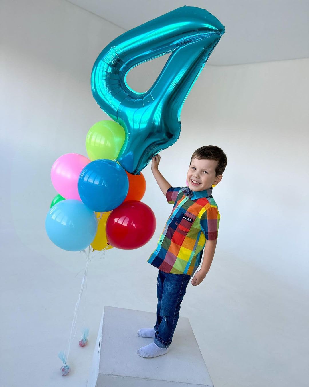 IWERP 4 Balloon: Blue 40-Inch Number Balloon for 4th Birthday Party Decor