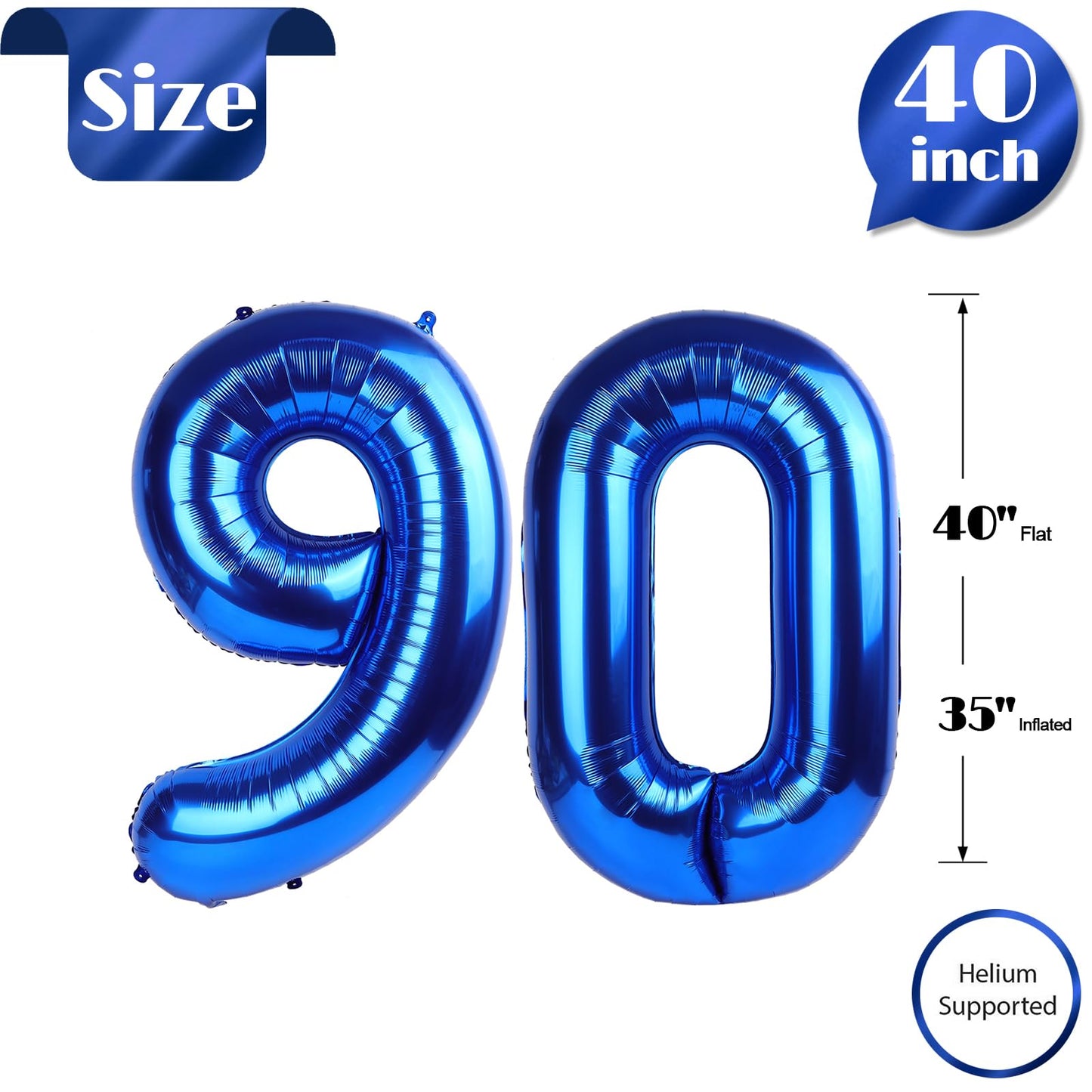IWERP Navy Blue 40-Inch 90th Birthday Number Balloon – 90th Birthday Party Decor