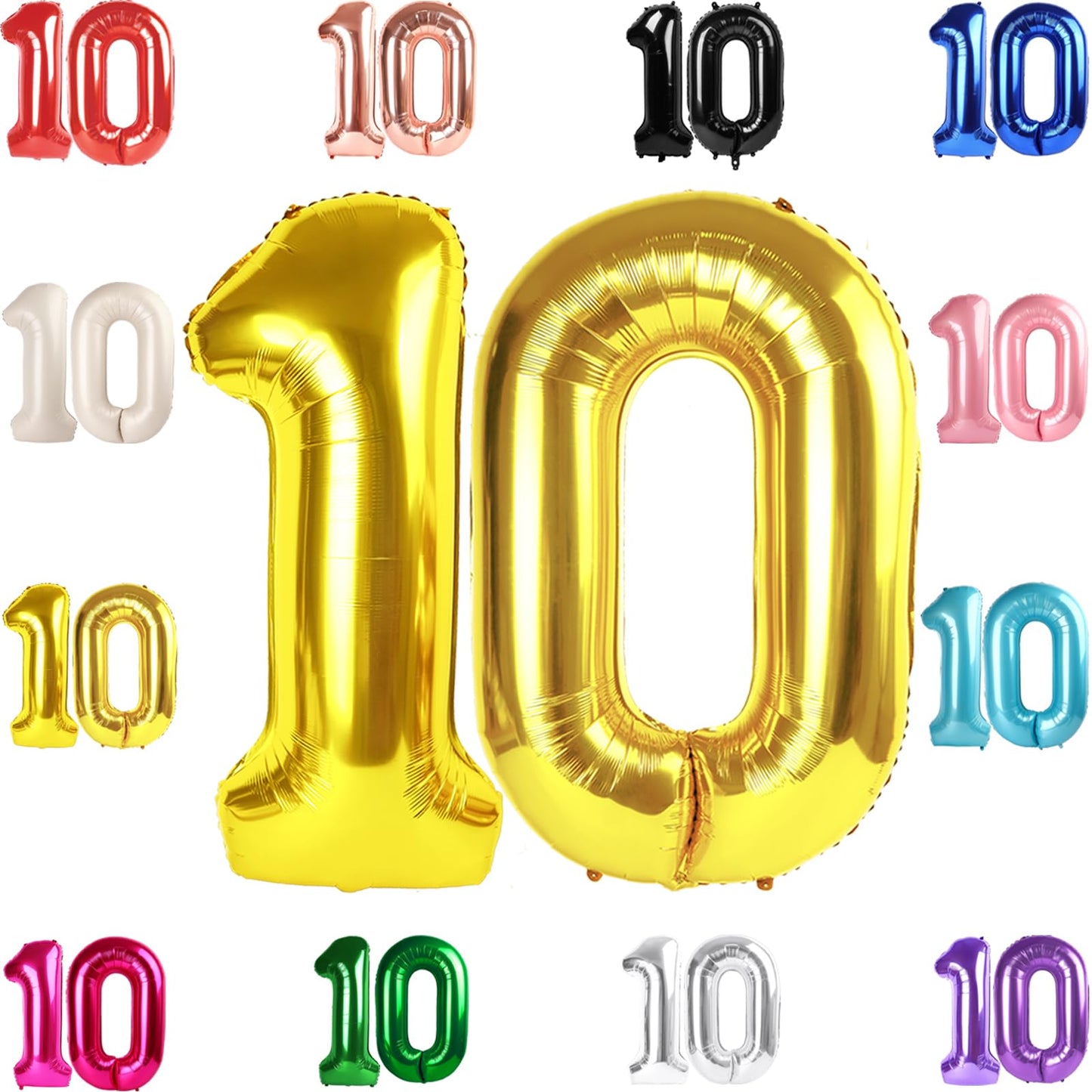 IWERP Gold 40-Inch 10th Birthday Balloon – Gold Number 10 for Milestones and Decor