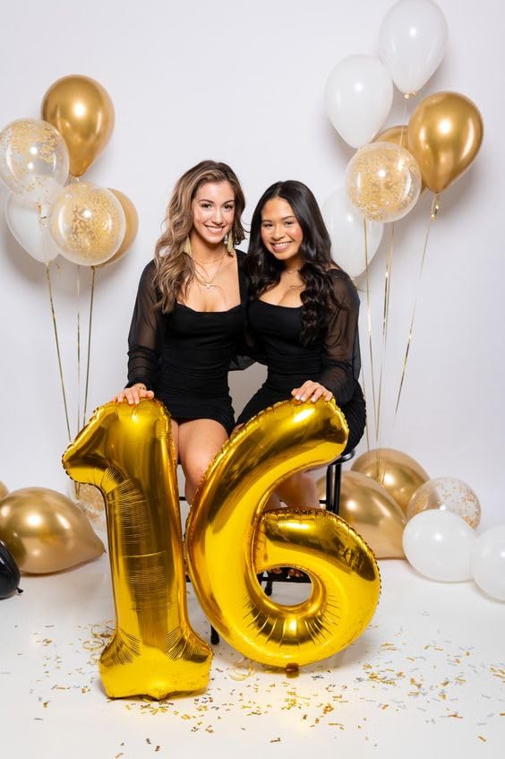 IWERP Gold 16th Birthday Balloon – 40-Inch Number Balloon for Milestones