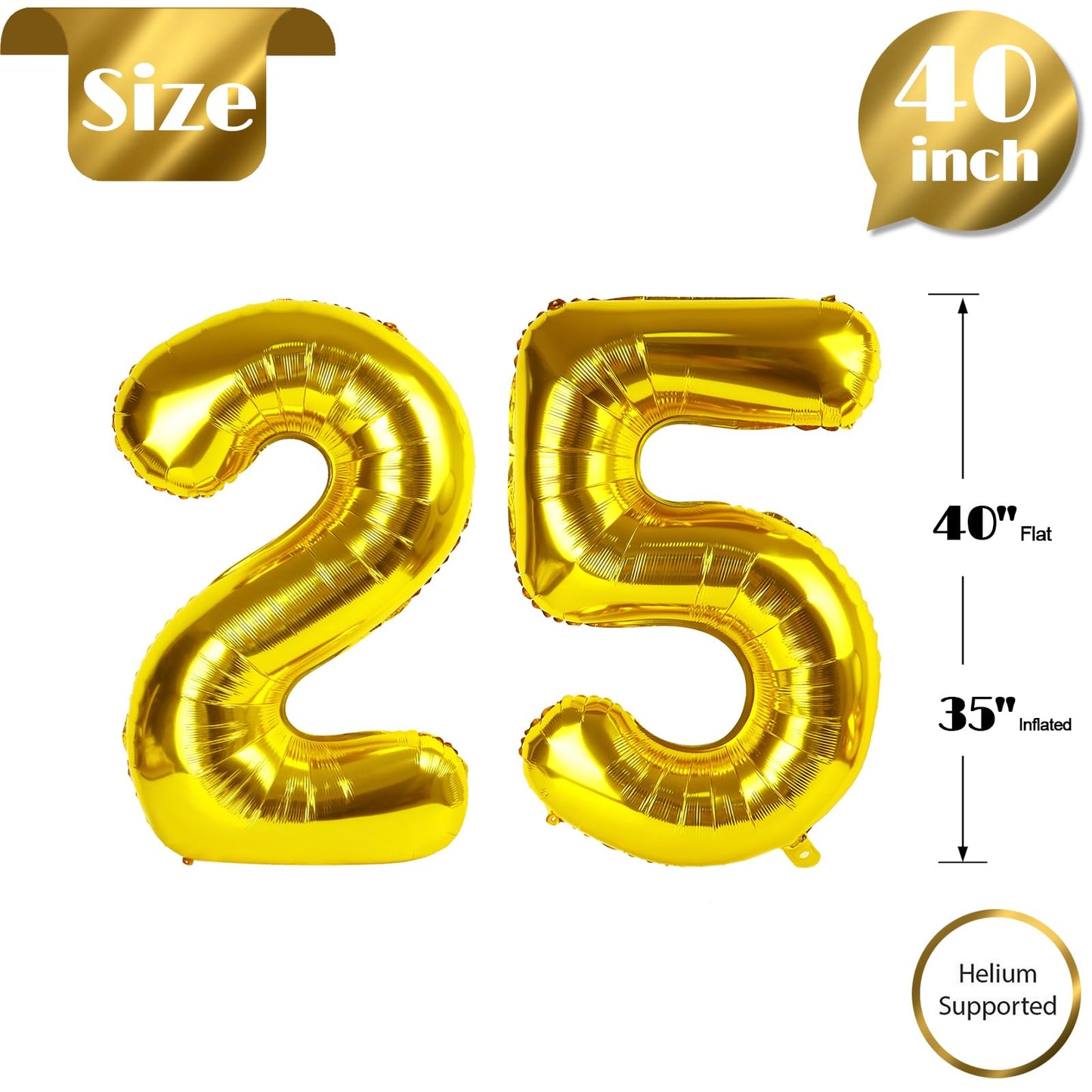 IWERP Gold 40-Inch 25 Balloon – 25th Birthday & Anniversary Decor