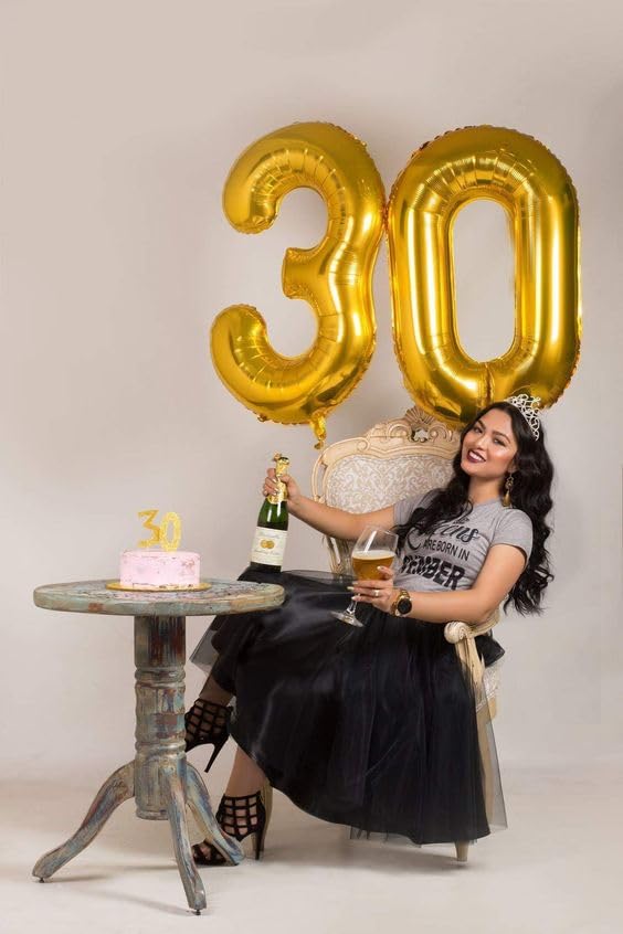IWERP 30th Birthday Balloon – 40-Inch Gold Number 30 Balloon for Celebrations | Premium Party Decorations