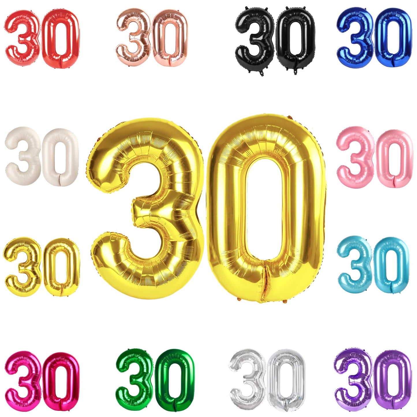 IWERP 30th Birthday Balloon – 40-Inch Gold Number 30 Balloon for Celebrations | Premium Party Decorations