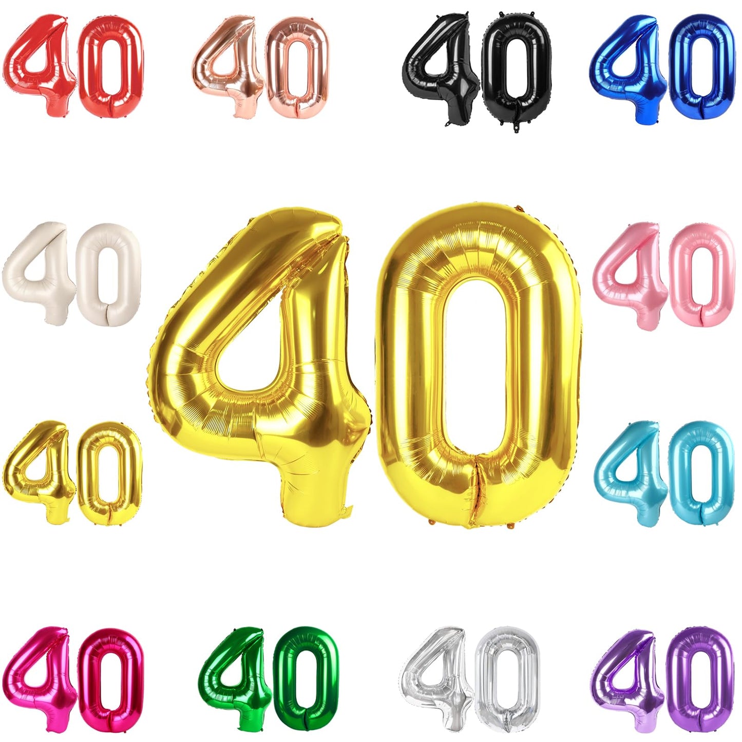 IWERP 40-Inch Gold Number Balloon – 40th Birthday & Anniversary Decorations