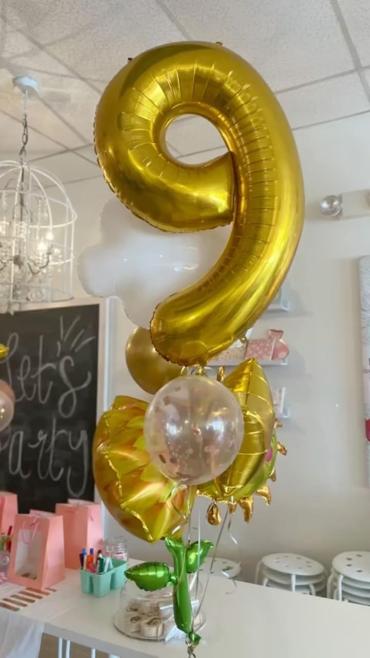 Gold Number 9 Balloon 40-Inch | IWERP 9th Birthday Party Decor