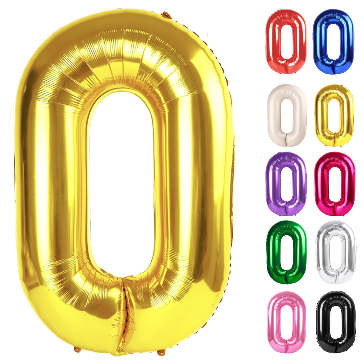 IWERP Gold Number 0 Balloon 40-Inch – Birthday Decorations for 10th to 60th Milestones