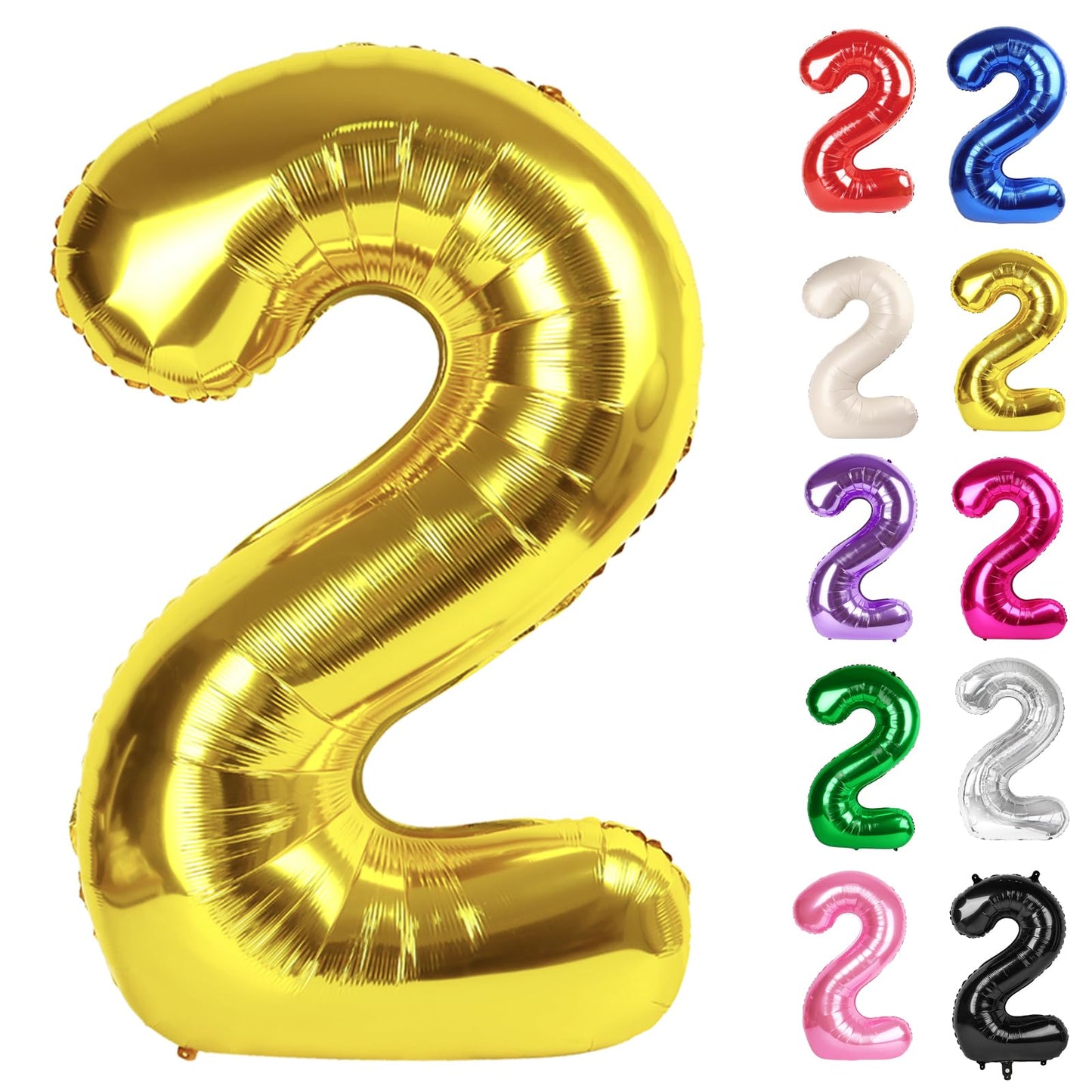 IWERP Gold Number 2 Balloon 40 Inch – 2nd Birthday Decorations for Babies, Girls & Boys