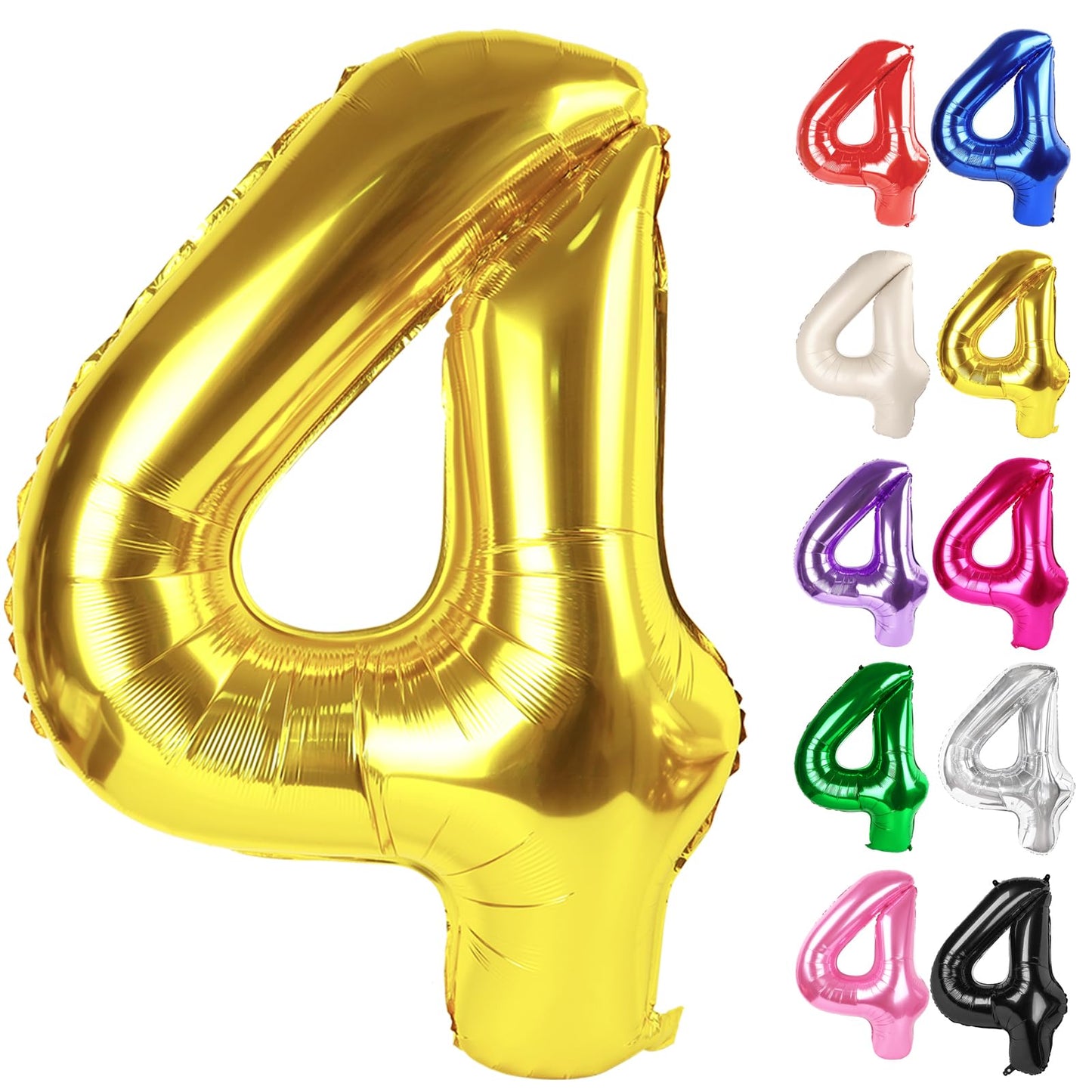 IWERP Gold Number 4 Balloon – 40 Inch 4th Birthday Decorations, Gold Party Supplies