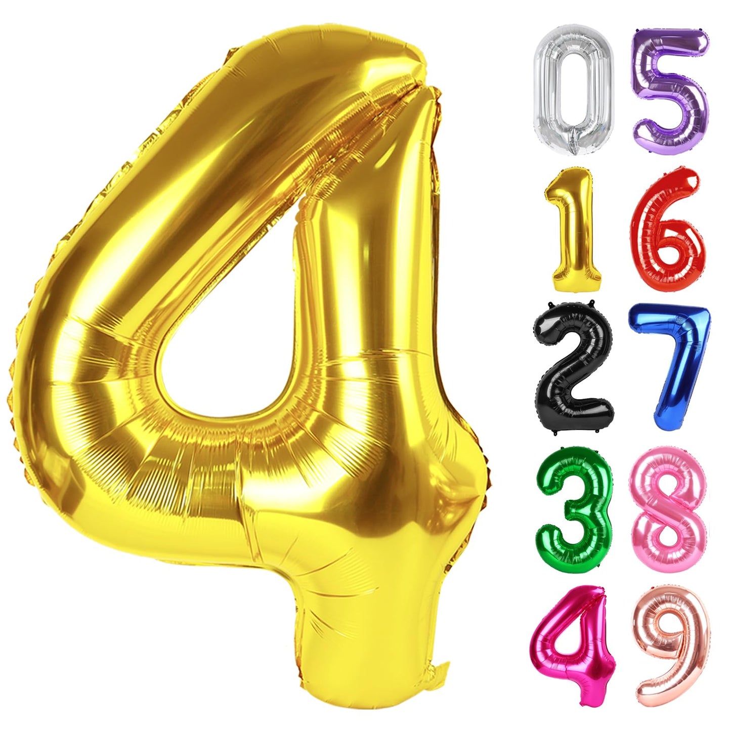 IWERP Gold Number 4 Balloon 40-Inch – Giant 4th Birthday Party Decoration