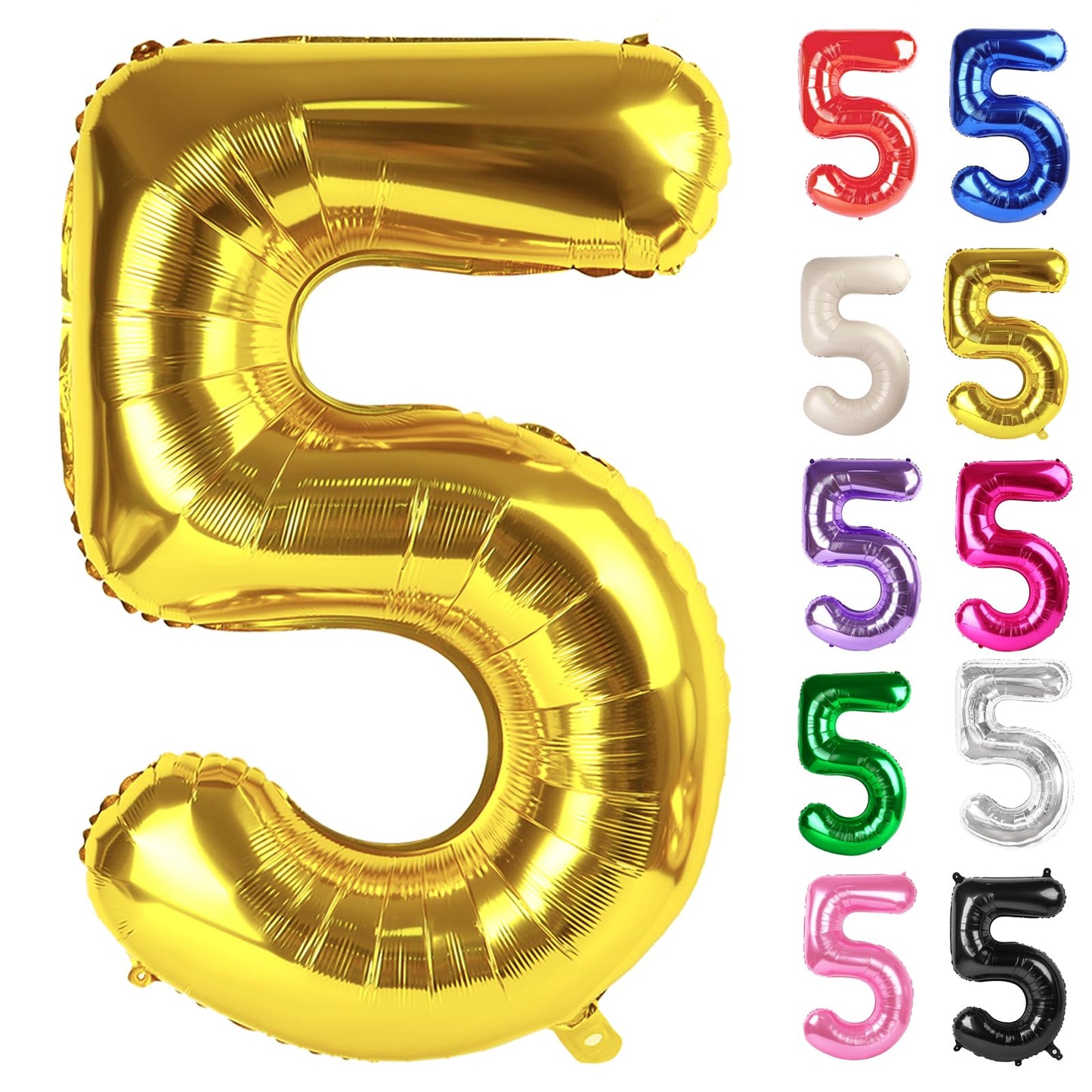 IWERP Gold Number 5 Balloon 40-Inch | 5th Birthday Decorations & Gold Party Supplies