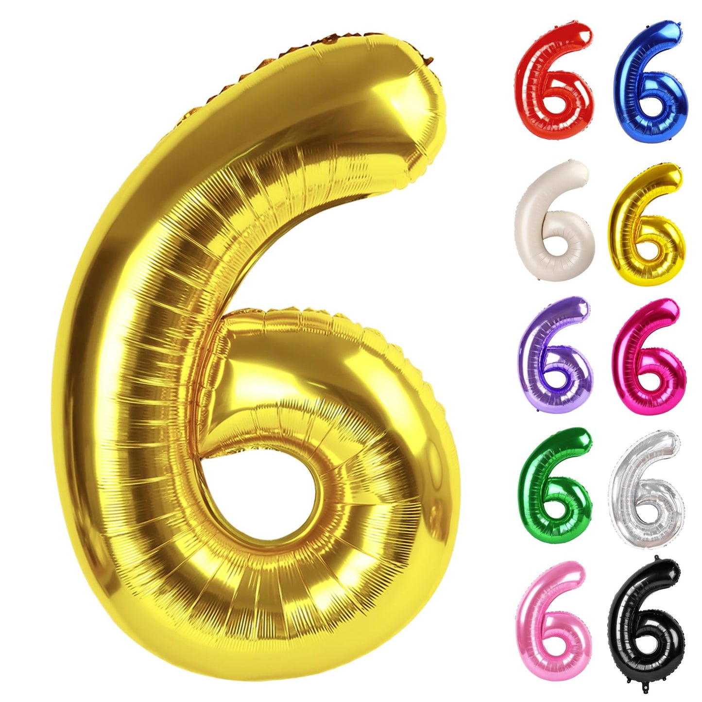 IWERP Gold Number 6 Balloon 40 Inch – 6th Birthday Decorations & Gold Party Supplies