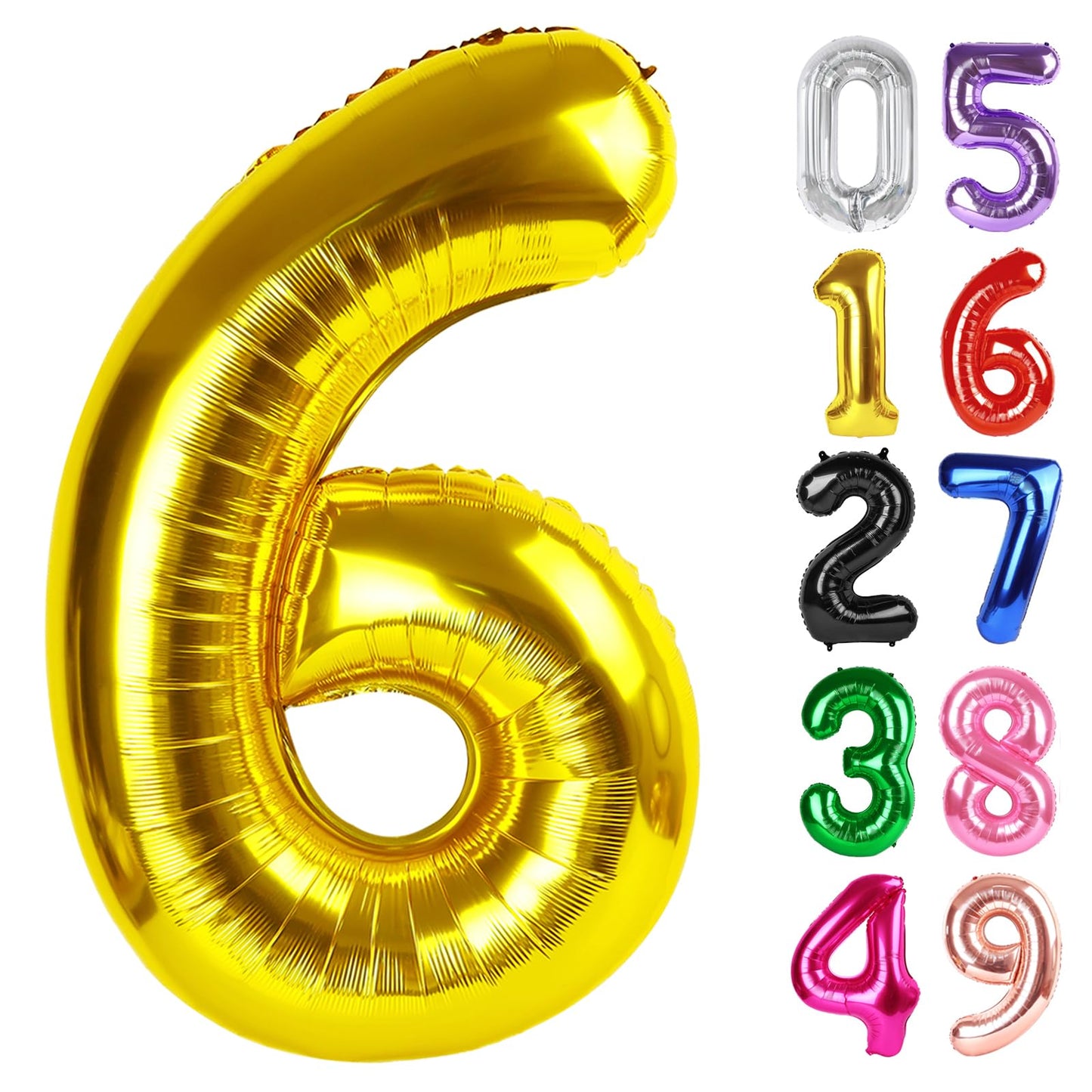 IWERP Gold Number 6 Balloon - 40 Inch Giant Birthday Foil Decoration