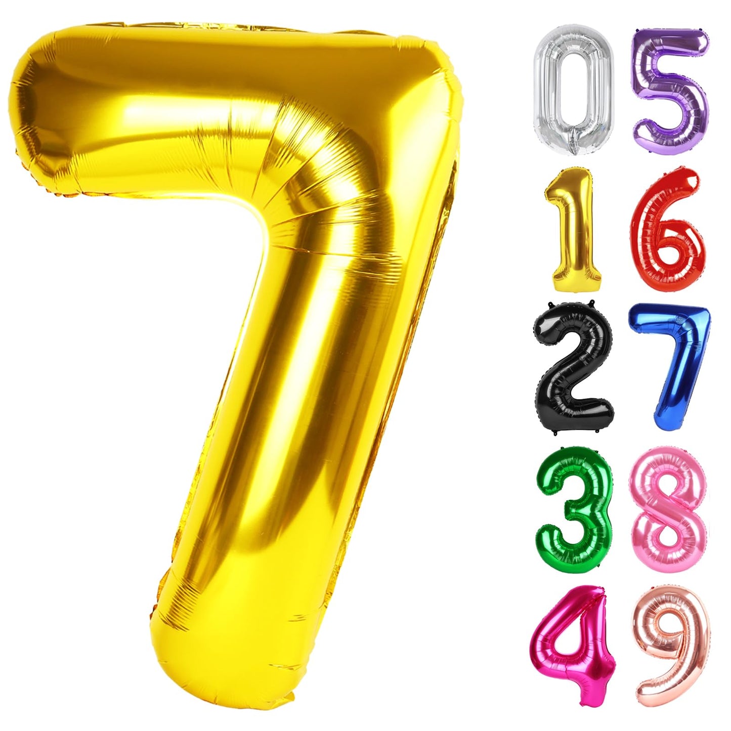IWERP Gold Number 7 Balloon 40-Inch – Giant 7 Foil Birthday Balloon for Party Decor