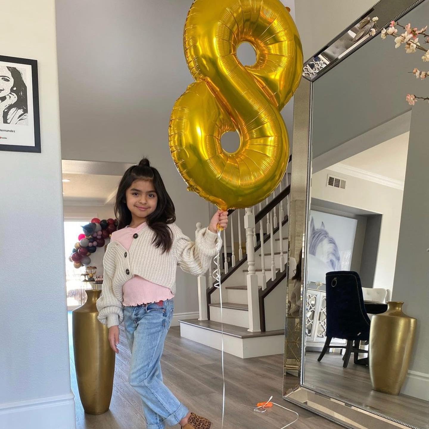 IWERP Gold Number 8 Balloon 40-Inch – 8th Birthday Decor for Boys & Girls