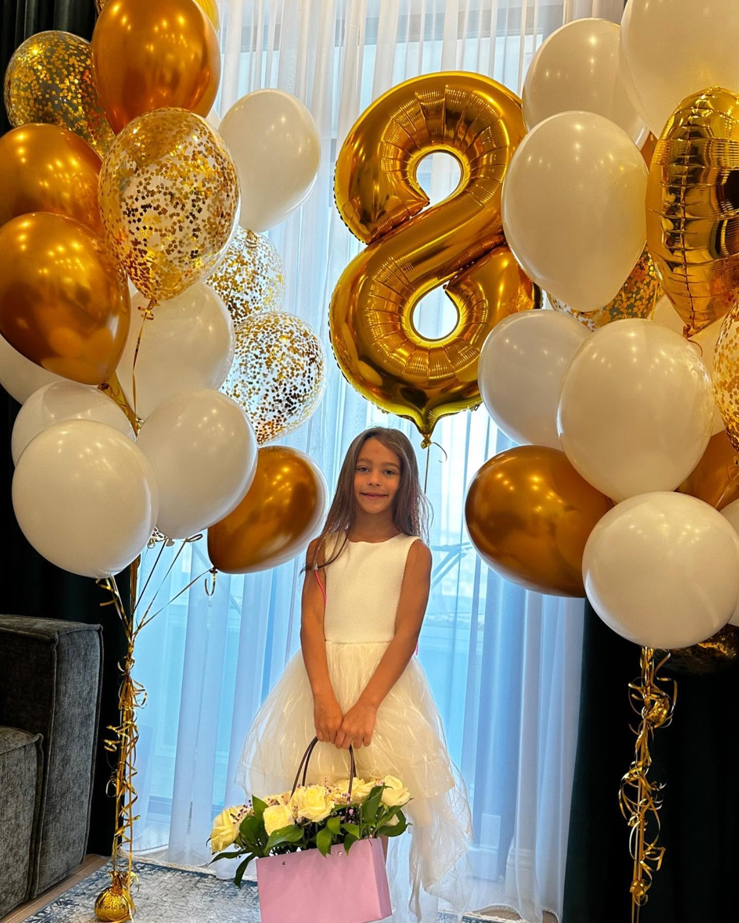 IWERP Gold Number 8 Balloon 40-Inch – 8th Birthday Decor for Boys & Girls