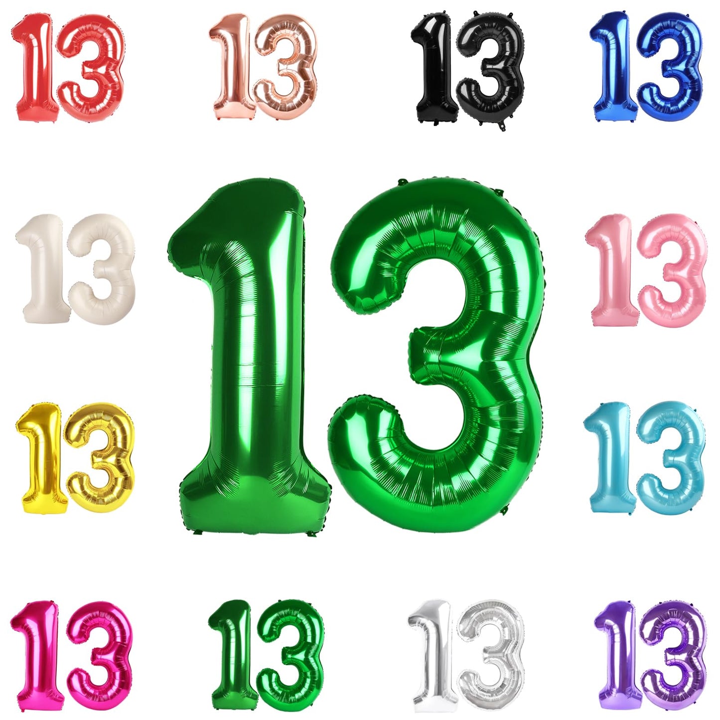 IWERP 40-Inch Green 13 Balloon – 13th Birthday or 31st Anniversary Decor