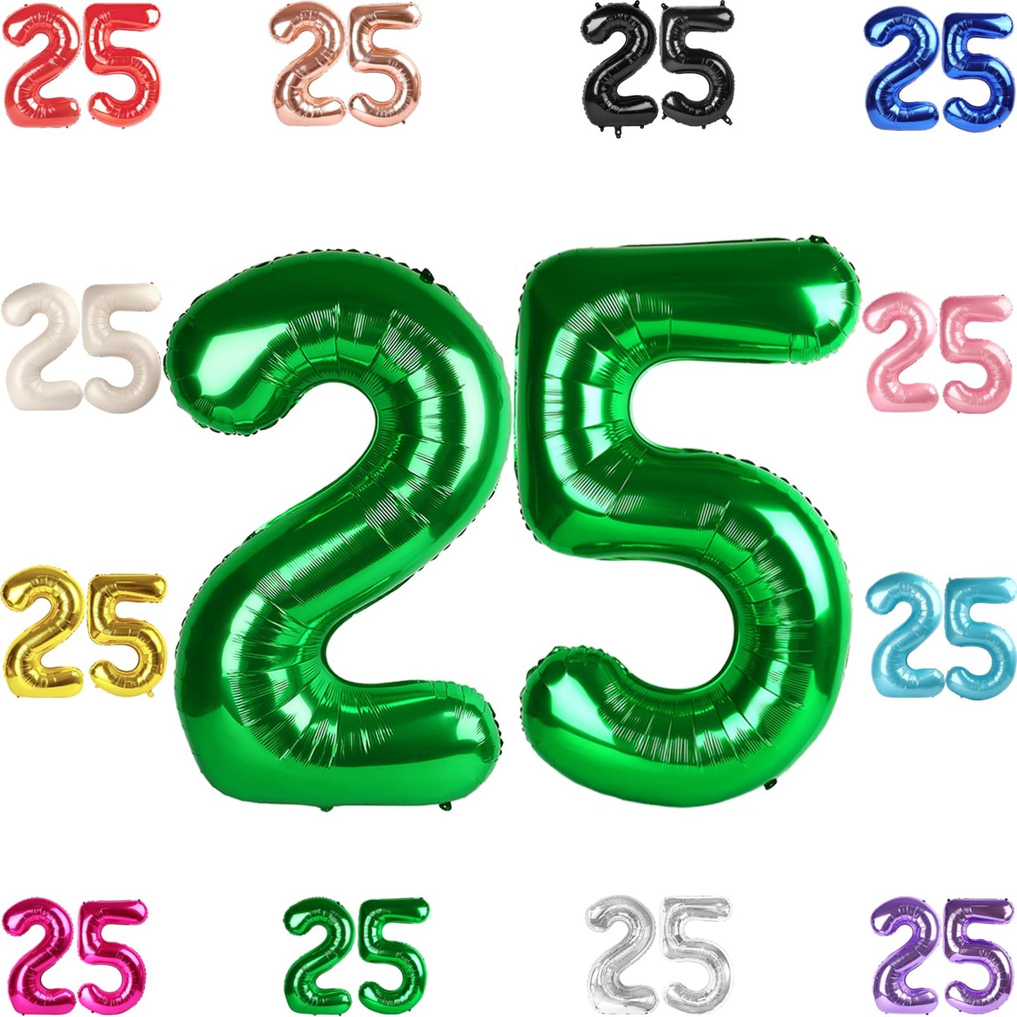 IWERP Green 25 Balloon – 40-Inch 25th Birthday & Anniversary Decorations