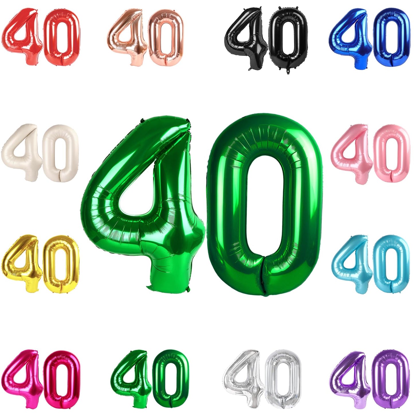 IWERP 40-Inch Green Number Balloon — 40th Birthday & Anniversary Decor
