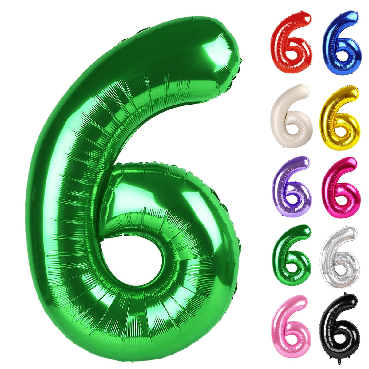 IWERP Green Number 6 Balloon 40 Inch — 6th Birthday Party Decorations