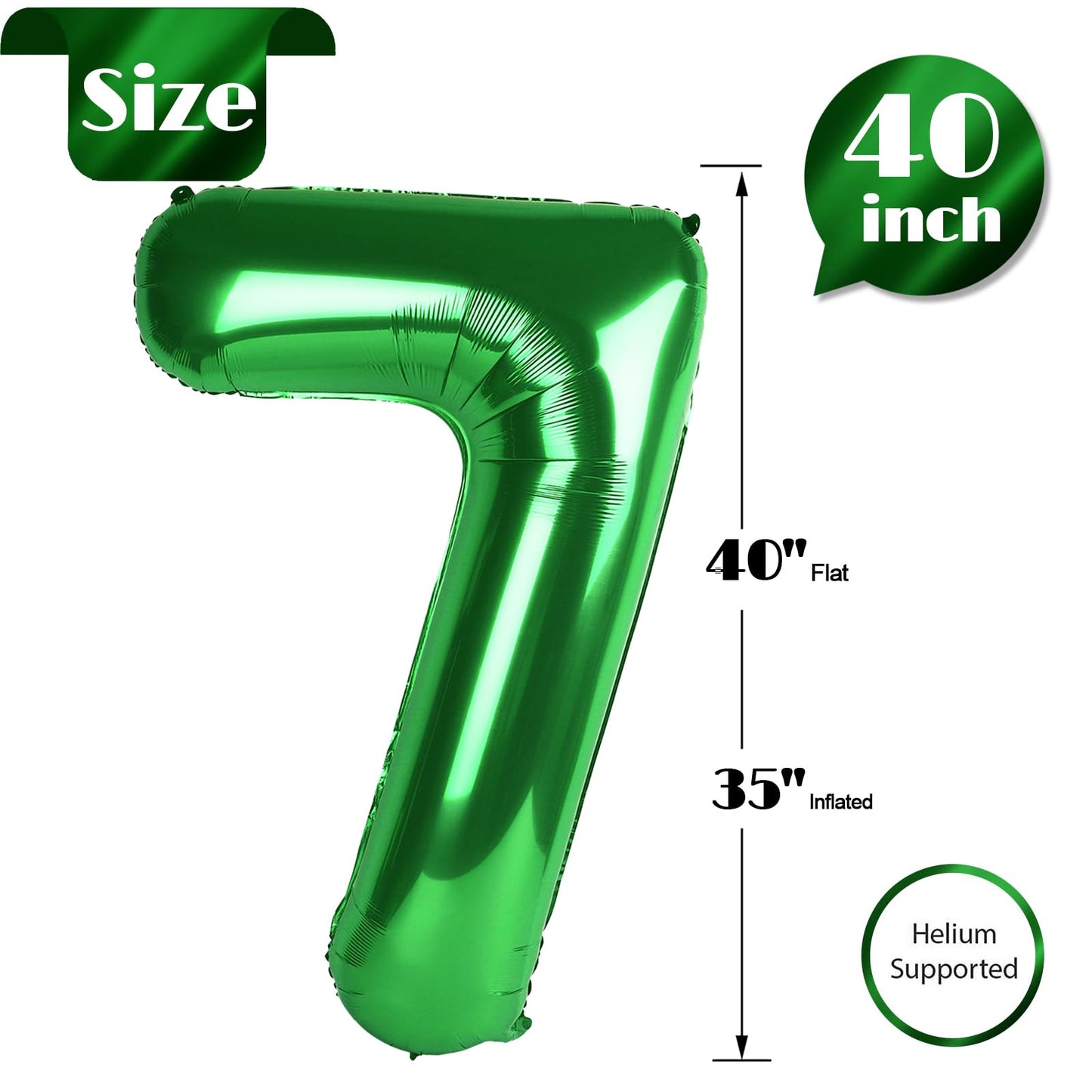 IWERP Green 7 Balloon – 40-Inch Number Balloon for 7th Birthday Celebrations