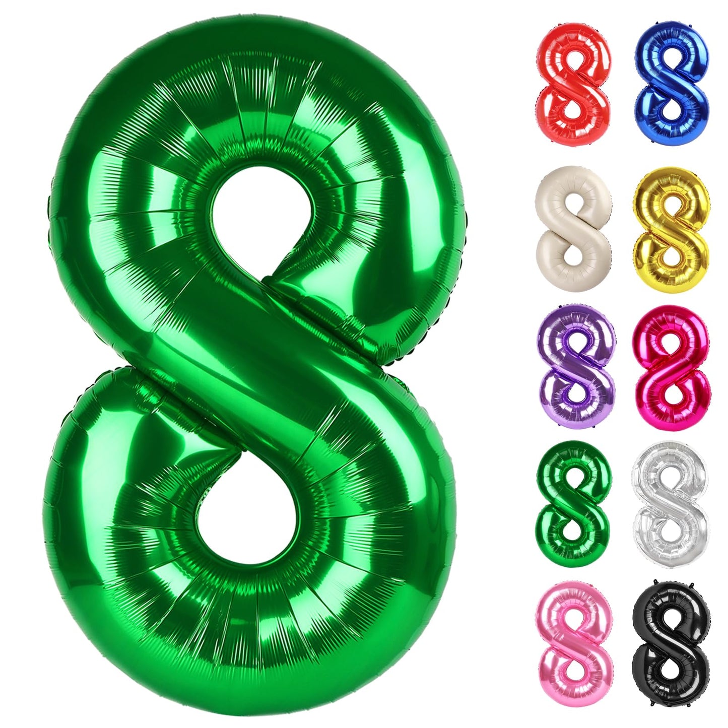 IWERP Green 40-Inch Number 8 Balloon – 8th Birthday Decorations
