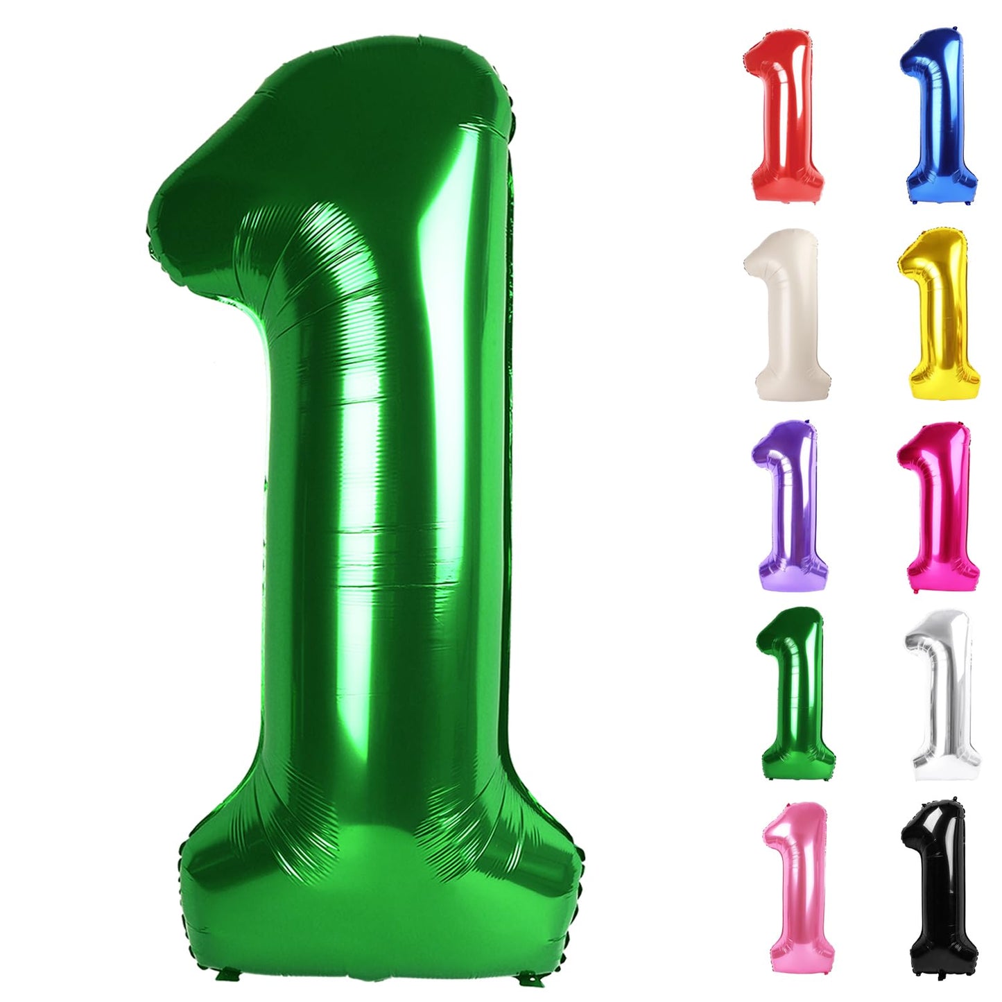 IWERP Green Number 1 Balloon – 40-Inch First Birthday Decor for Boys & Girls