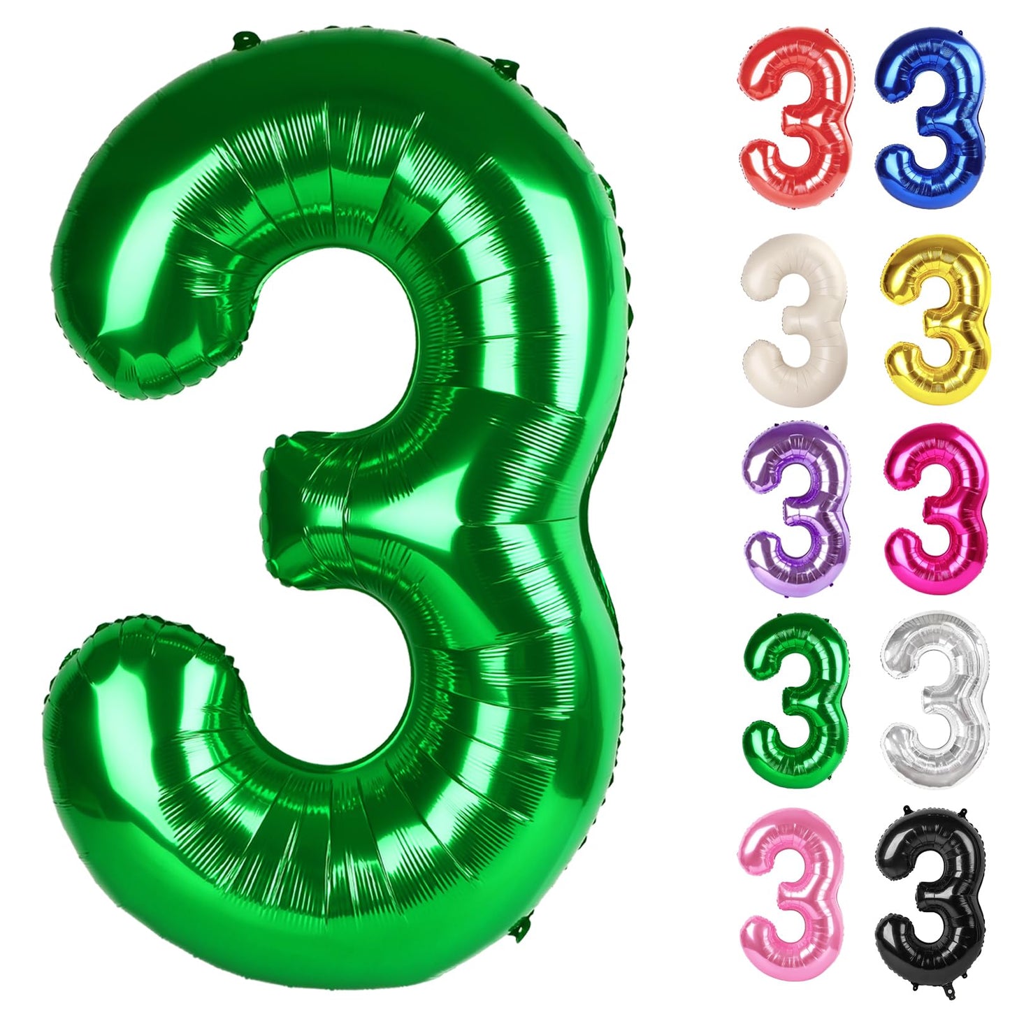 IWERP Green Number 3 Balloon 40 Inch – 3rd Birthday Party Decor