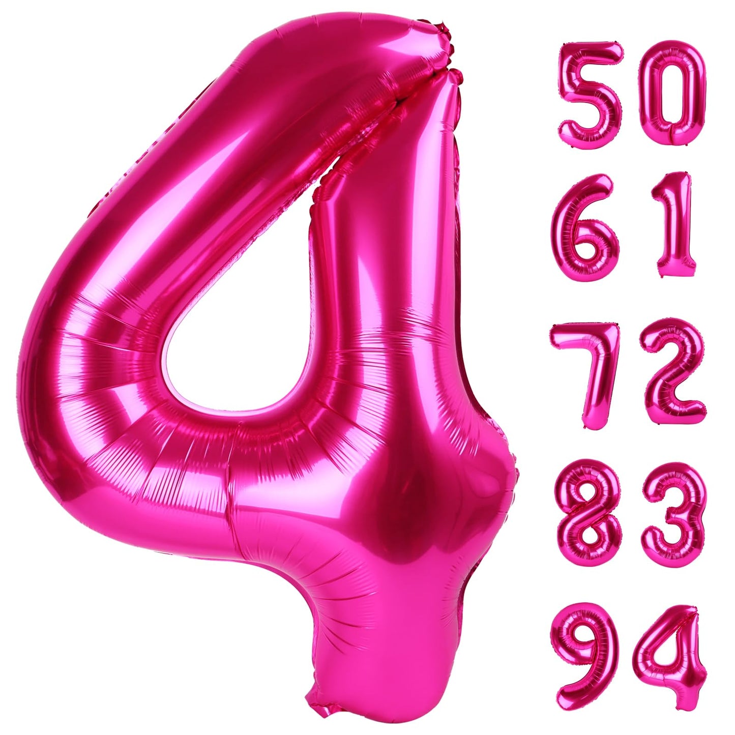 IWERP Hot Pink 4 Balloon – 40-Inch Number Balloon for 4th Birthday
